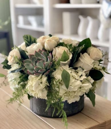 Sweet &amp; Subtle Boquet - Sweet &amp; subtle is a exquisite bouquet with a mixture of white roses and hydrangeas that will lasting impression.