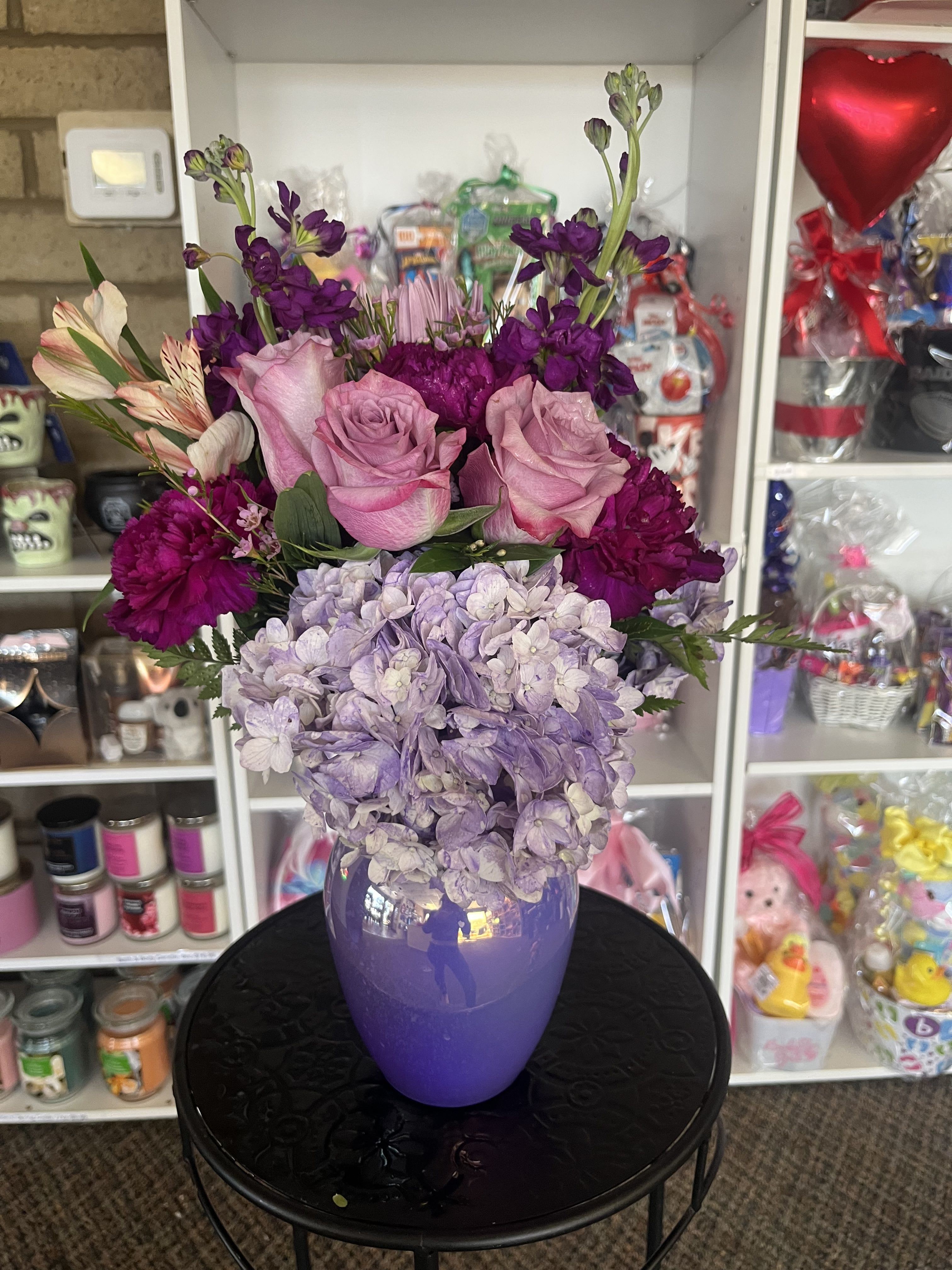 Lavender Splash  - fresh flowers in purple vase 