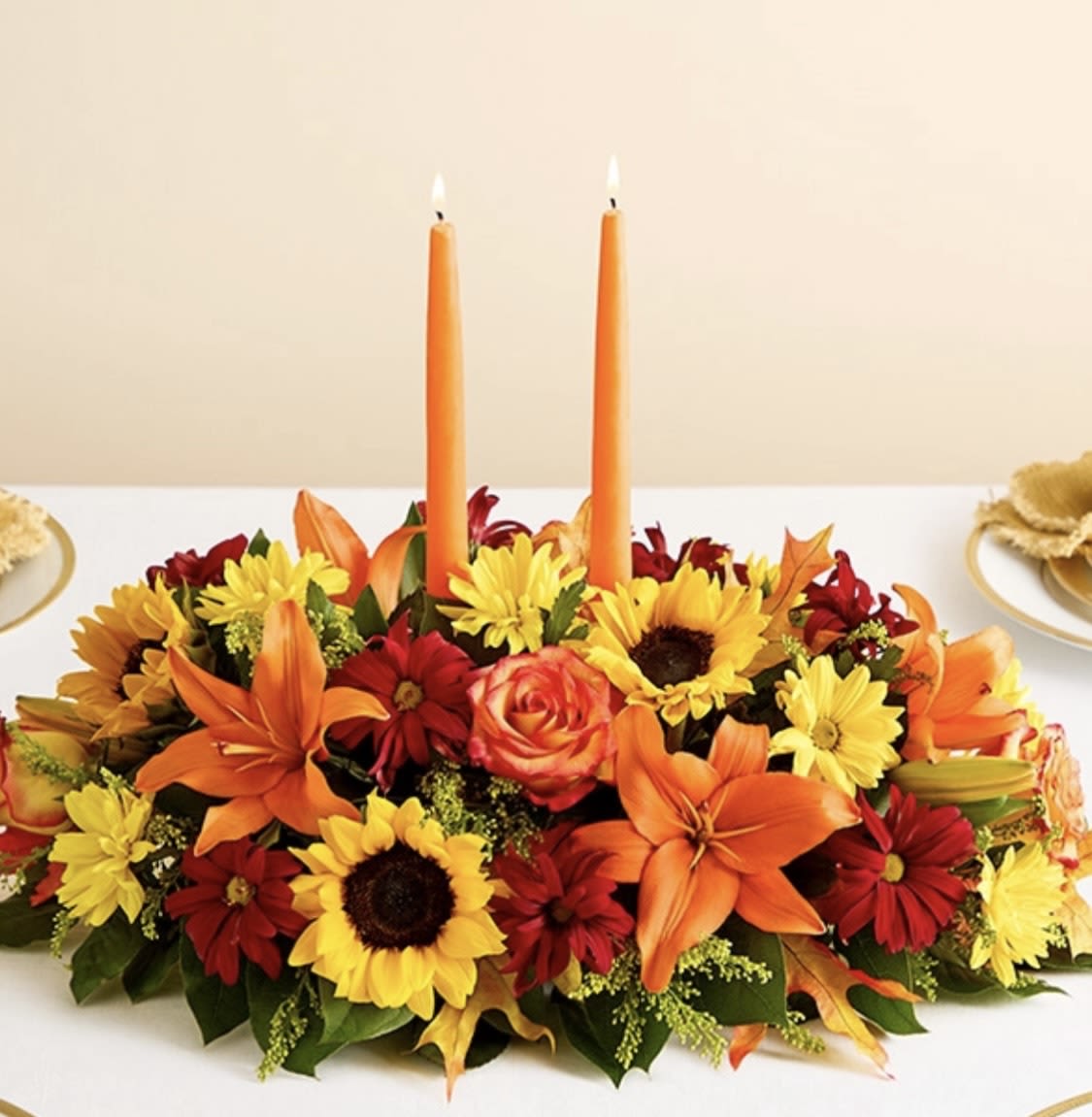 Giving Thanks Fall Centerpiece - The rich beauty of the european countryside comes alive in our best-selling fall centerpiece 