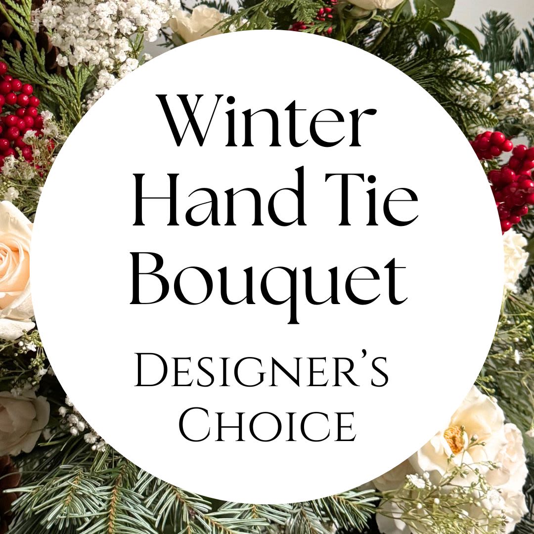 Winter Hand Tie Bouquet - Trust us to create a unique winter hand tie bouquet. We select the best seasonal winter blooms and will design something in our Flora garden style. The bouquet will be beautifully wrapped and tied with a bow. This arrangement does NOT come with a vase. Don't worry, if the recipient is not home when the flowers are delivered, all hand tie bouquet deliveries are sent out with a water pack to ensure safe delivery.  Delivery Info- We make all of our deliveries after 1pm every day. If the weather is very cold, we prefer not to leave the flowers outside. Please let the recipient know that they should expect delivery.