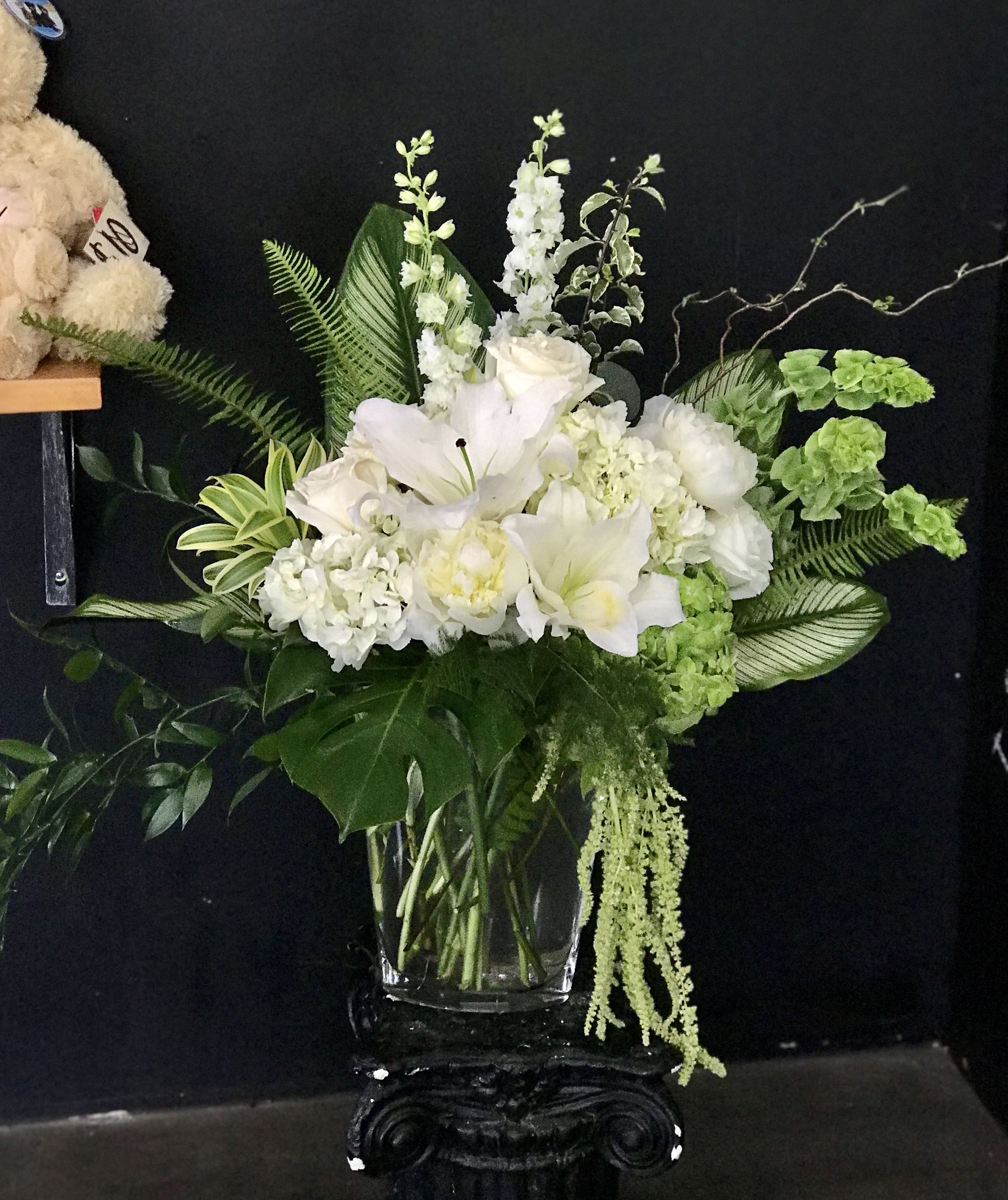 Belle - All white and green with tropical greens