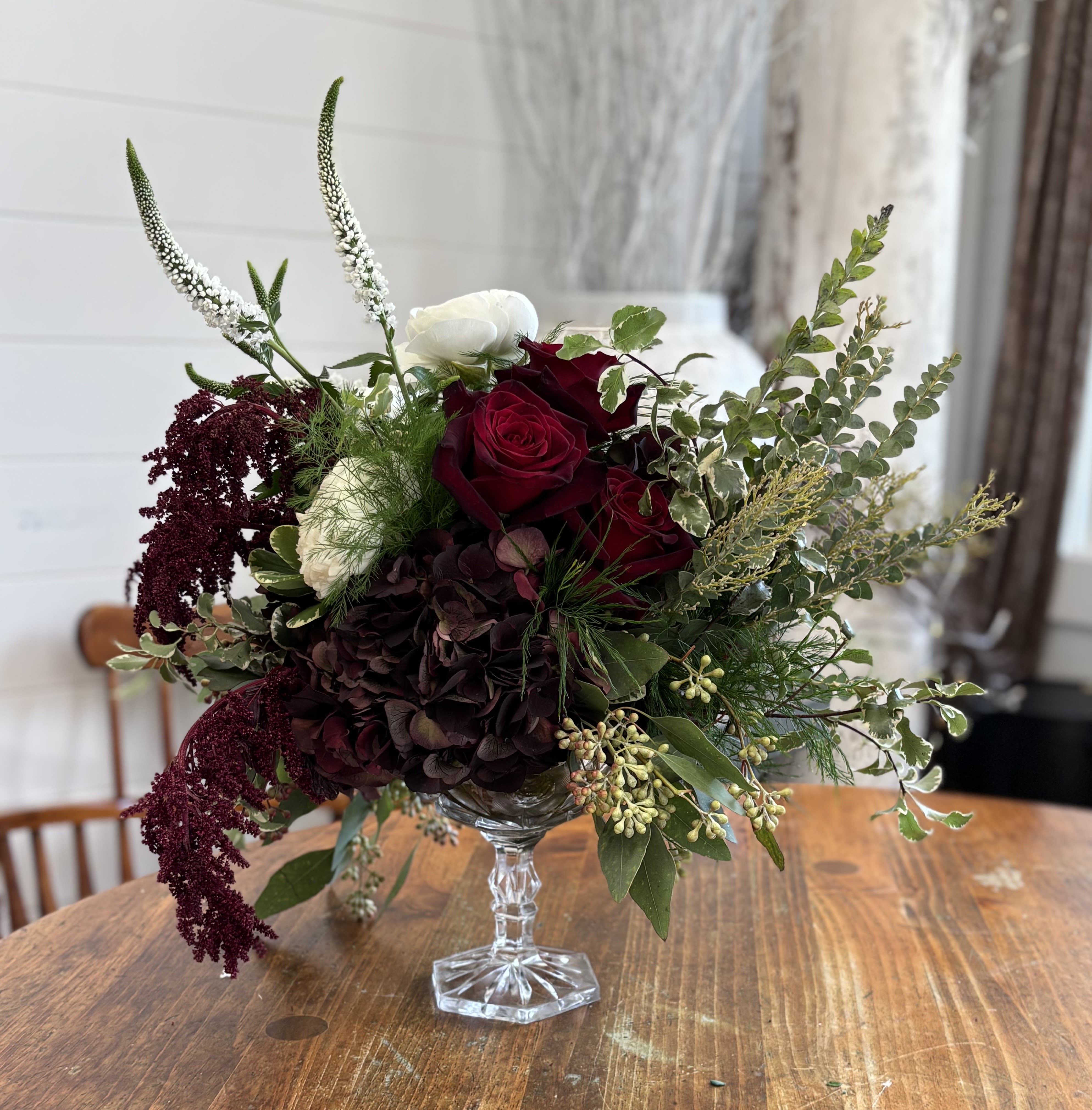 Autumn Chill  - Autumnal flowers in a beautiful crystal dish  ****flower variety may vary based on availability  ****