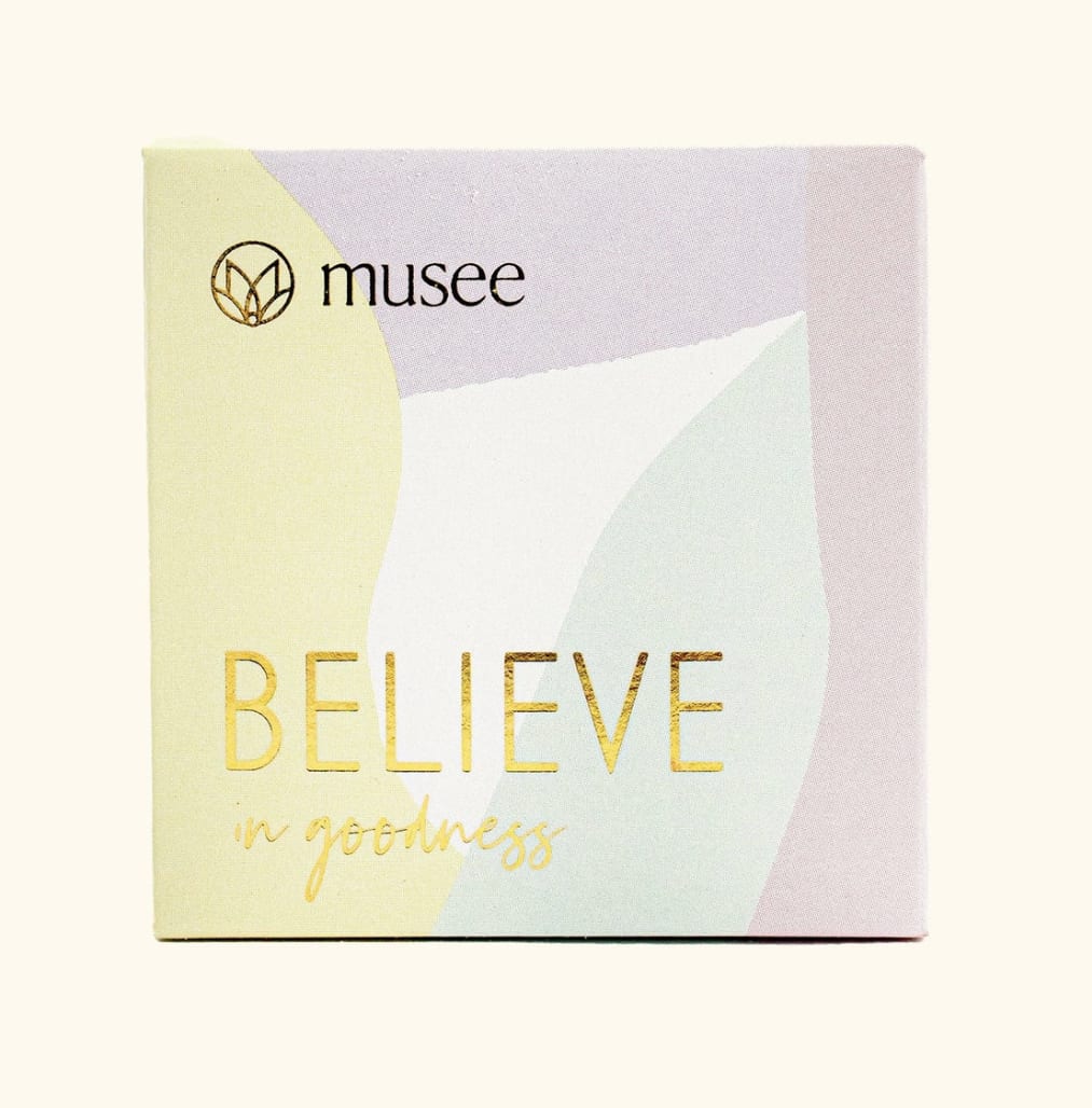 Believe in Goodness Bar Soap - Musee Believe in Goodness Bar Soap | Lily &amp; Fig  Daydream of the endless possibilities that lie ahead in your journey of life! Indulge in a luxurious lather that nourishes your skin, leaving it soft, moisturized, and refreshed with every use. Each bar is hand-stamped with an uplifting word that matches its beautifully designed box, serving as an encouraging daily reminder. Tax free. Same-day hand delivery.  Same-day delivery available throughout Wilmington and nearby areas including Greenville, Hockessin, Newark, and the Brandywine Valley Whether you’re looking for a thoughtful hostess gift, a luxury home accent, or something simply beautiful to brighten someone’s day, Petals offers fine gifts and personalized service that make every occasion memorable. Visit our Wilmington boutique or shop online today — and see why Petals is Delaware’s trusted name for fine gifts and inspired giving.
