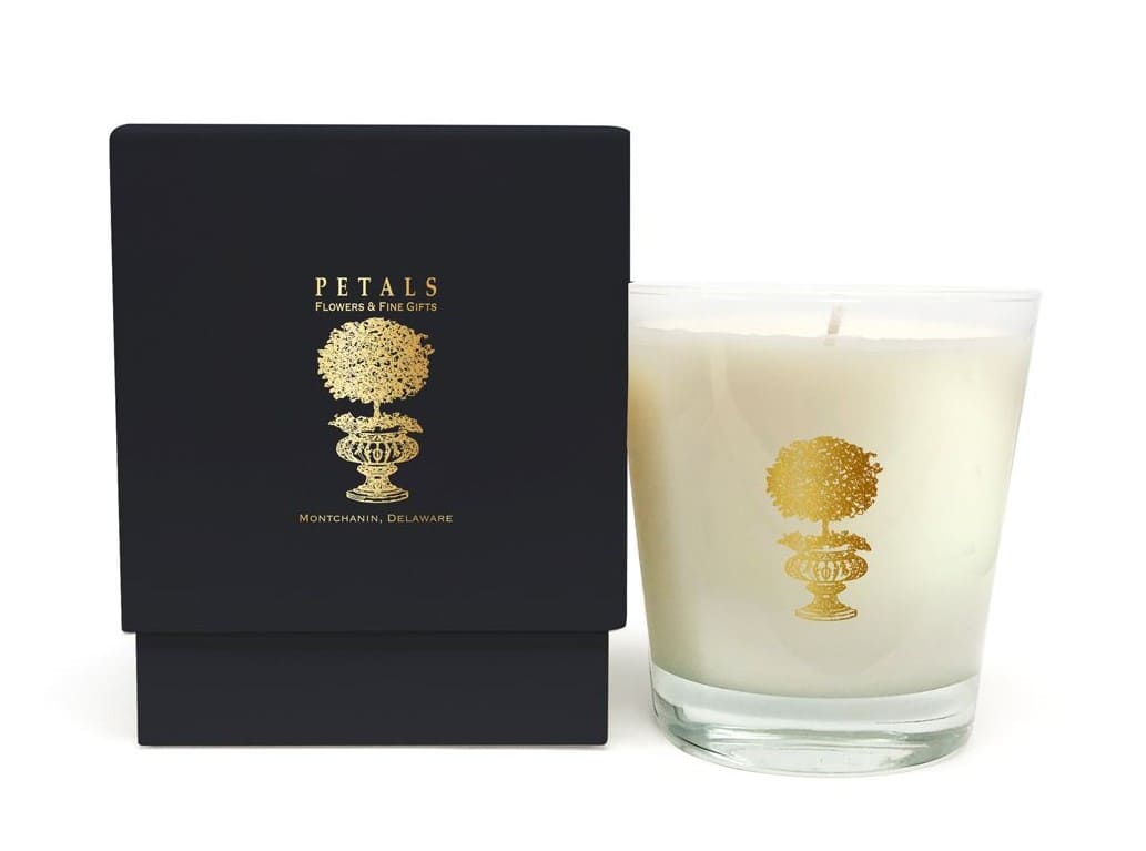 Petals Signature Candle - Discover the art of giving at Petals, Wilmington, Delaware’s destination for luxury gifts and home décor. Our curated collection features beautifully crafted items for every occasion — birthdays, weddings, anniversaries, holidays, and life’s special celebrations. At Petals, we believe every gift should tell a story. From hand-poured candles and elegant keepsakes to stylish home accents, gourmet treats, and floral-inspired décor, our selection combines timeless charm with modern sophistication. Each piece is chosen with care to reflect the quality, creativity, and personal touch our Wilmington customers love.  Same-day delivery available throughout Wilmington and nearby areas including Greenville, Hockessin, Newark, and the Brandywine Valley Whether you’re looking for a thoughtful hostess gift, a luxury home accent, or something simply beautiful to brighten someone’s day, Petals offers fine gifts and personalized service that make every occasion memorable. Visit our Wilmington boutique or shop online today — and see why Petals is Delaware’s trusted name for fine gifts and inspired giving.
