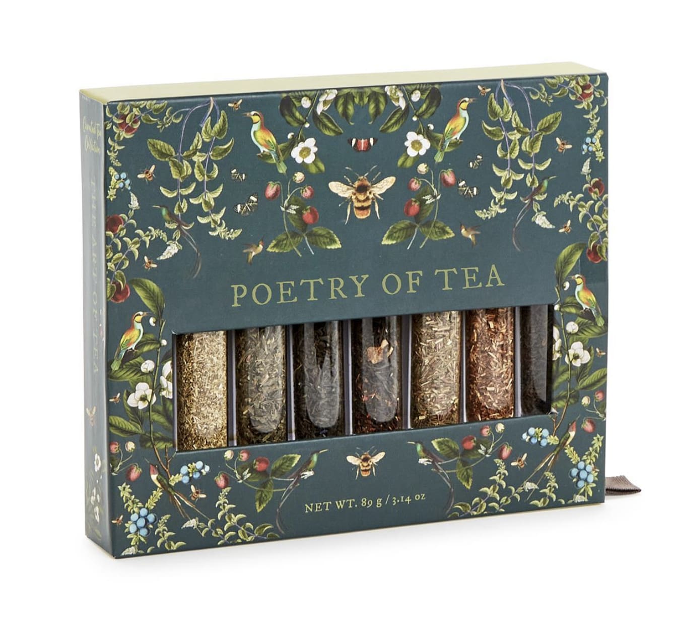 Poetry of Tea Gift Set - Poetry of Tea 8 Tube Gift Set Includes: Darjeeling, Chamomile, Lemon Ginger, Earl Grey, Blood Orange, Green Rooibos, Vanilla Rooibos, Cranberry and Cinnamon - Net Wt 3.14 oz. Tax free. Same-day hand delivery.  Embark on a journey of tea exploration with the Poetry of Tea collection - tantalizing tasting flight featuring 8 diverse teas sourced from around the globe. Delight your senses with the refreshing Cranberry and Cinnamon or experience the bold flavors of Darjeeling. Indulge in the grassy notes of Jade Green or savor the classic elegance of Earl Grey. Transport yourself to sunny orchards with the citrusy zest of Blood Orange Black tea or unwind with the gentle sweetness of Green Rooibos and Vanilla infused Rooibos. Finally, relax and find tranquility with the soothing aroma of Chamomile.  Each spice blend is meticulously packaged in an individual glass tube with a twist off lid, ensuring freshness and convenience.  Shop the best gift items in Wilmington, Delaware at your local florist and gift shop. From fresh floral arrangementsand gourmet treats to unique seasonal décor and thoughtful gifts for any occasion, we offer carefully curated selections to delight your loved ones. Perfect for birthdays, anniversaries, holidays, or special celebrations, each gift is crafted with quality and care. Enjoy same-day delivery in Wilmington, DE, and surrounding areas, making it easy to send joy, love, and celebration right to their doorstep.