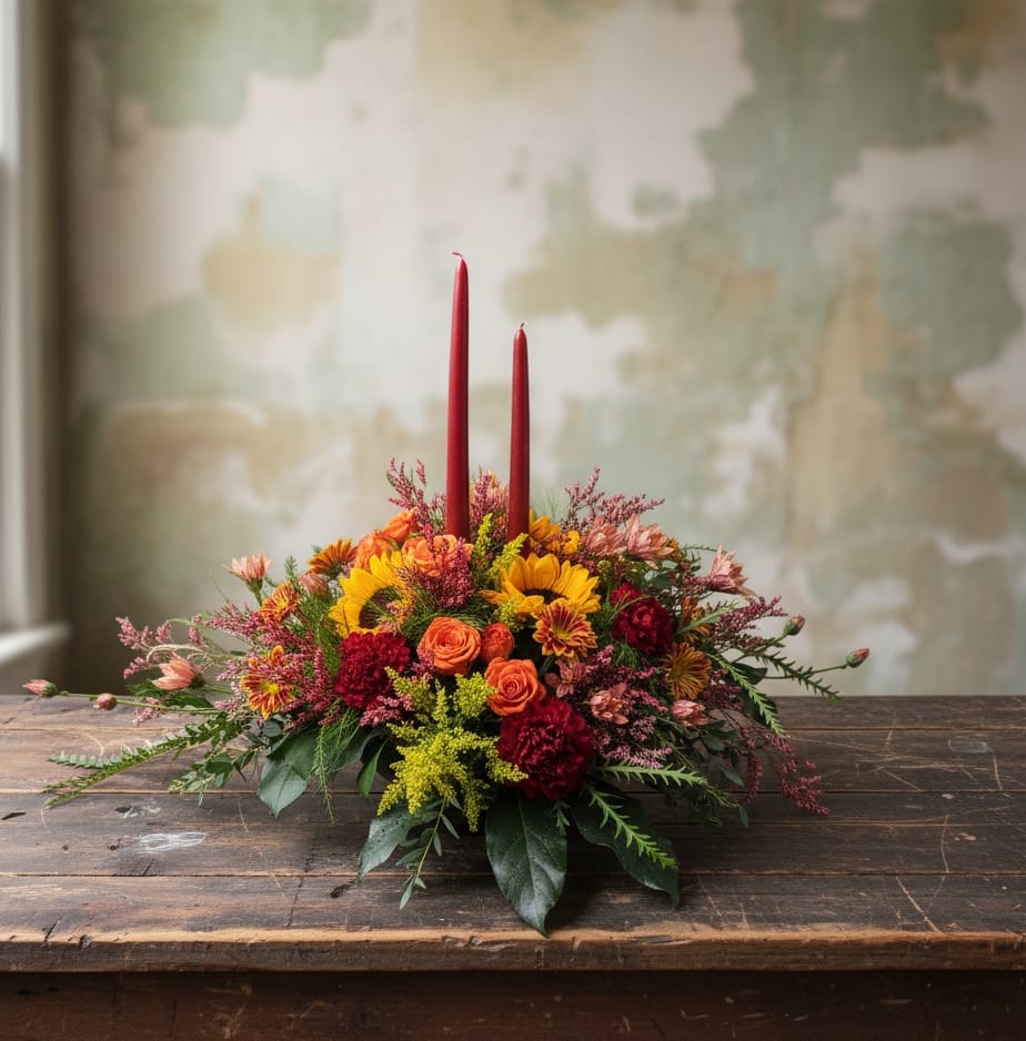 Thanksgiving Blessings Centerpiece - Welcome to Specialty Floral Design, your trusted local florist in Olympia, WA, where we craft stunning floral arrangements that capture the essence of every season. This Thanksgiving, elevate your celebration with our enchanting &quot;Thanksgiving Blessings Centerpiece.&quot;   Experience the Magic of the Season  Our &quot;Thanksgiving Blessings Centerpiece&quot; is a true masterpiece that embodies the warmth and joy of the season. Designed to bring families and friends closer together, this centerpiece radiates with vibrant shades of yellow, deep burgundy, and delicate peach accents. Its traditional design style seamlessly blends with the autumn ambiance, making it the perfect addition to your Thanksgiving table.  Why Choose Specialty Floral Design  When you search for &quot;flowers near me&quot; in Olympia, WA, make sure to select Specialty Floral Design. We take pride in being your local flower experts, dedicated to serving the Olympia community with passion and style.   Same-Day Deliveries in Tumwater and Lacey, WA  Need a last-minute gift or a beautiful centerpiece for your Thanksgiving feast? Our same-day delivery service in Tumwater and Lacey, WA, ensures your floral arrangements arrive fresh and on time, so you can celebrate without worry.   