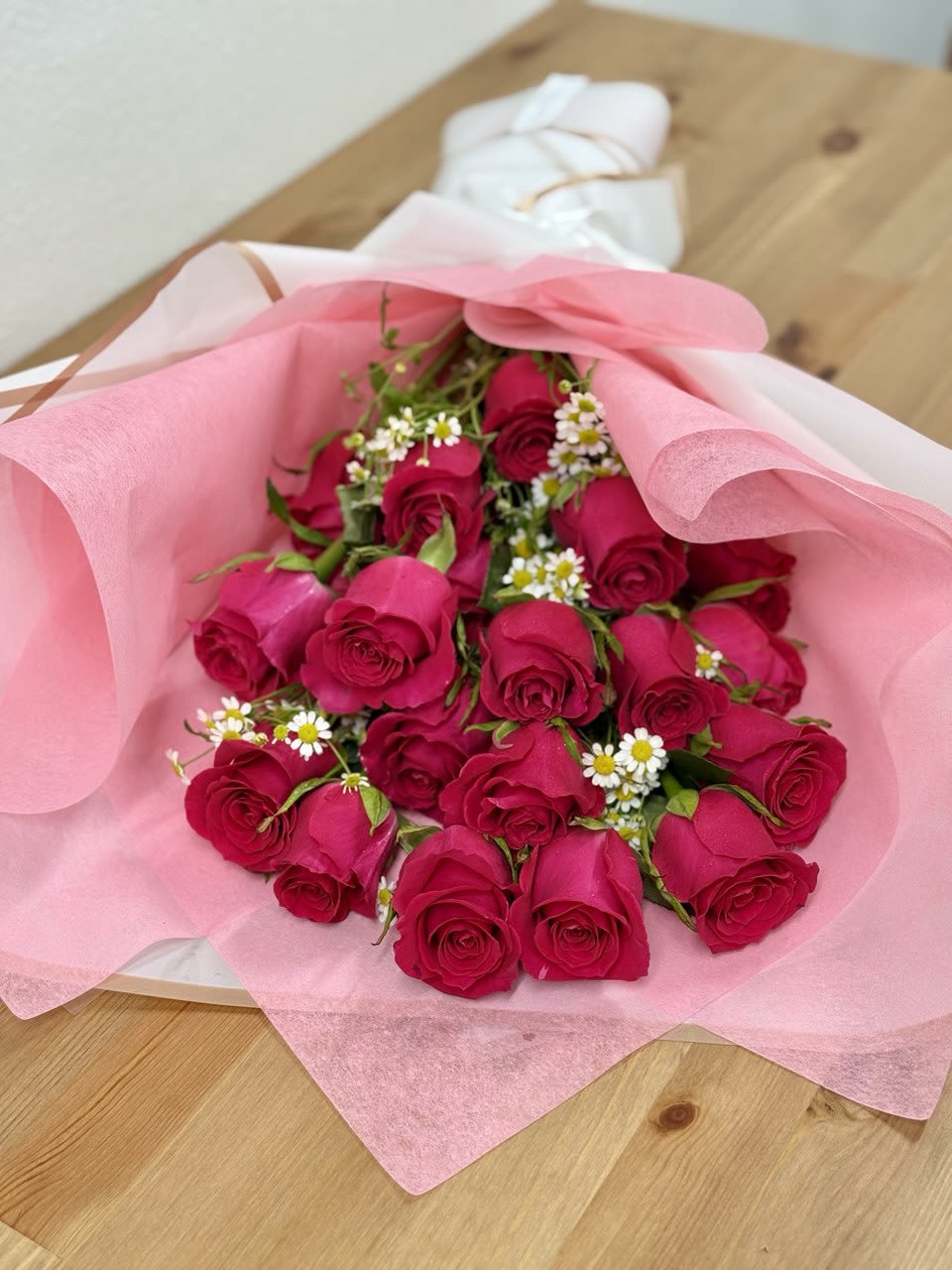 Hot Pink Dream-Hand Tied Bouquet - Unique bloom bouquet for all occasions with beautiful hot pink roses.