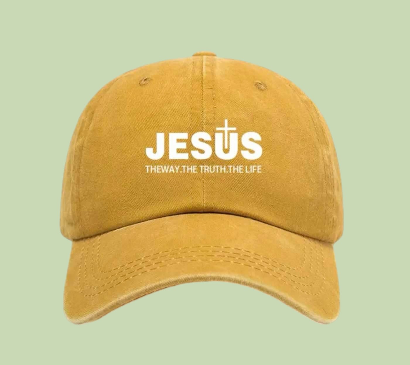 ️ The Way, Truth &amp; Life Cap - Bold and meaningful, this mustard yellow cap features JESUS with a cross design and the words “The Way. The Truth. The Life.” A timeless reminder of faith, this cap is perfect for daily wear, church outings, or as an uplifting Christian gift.