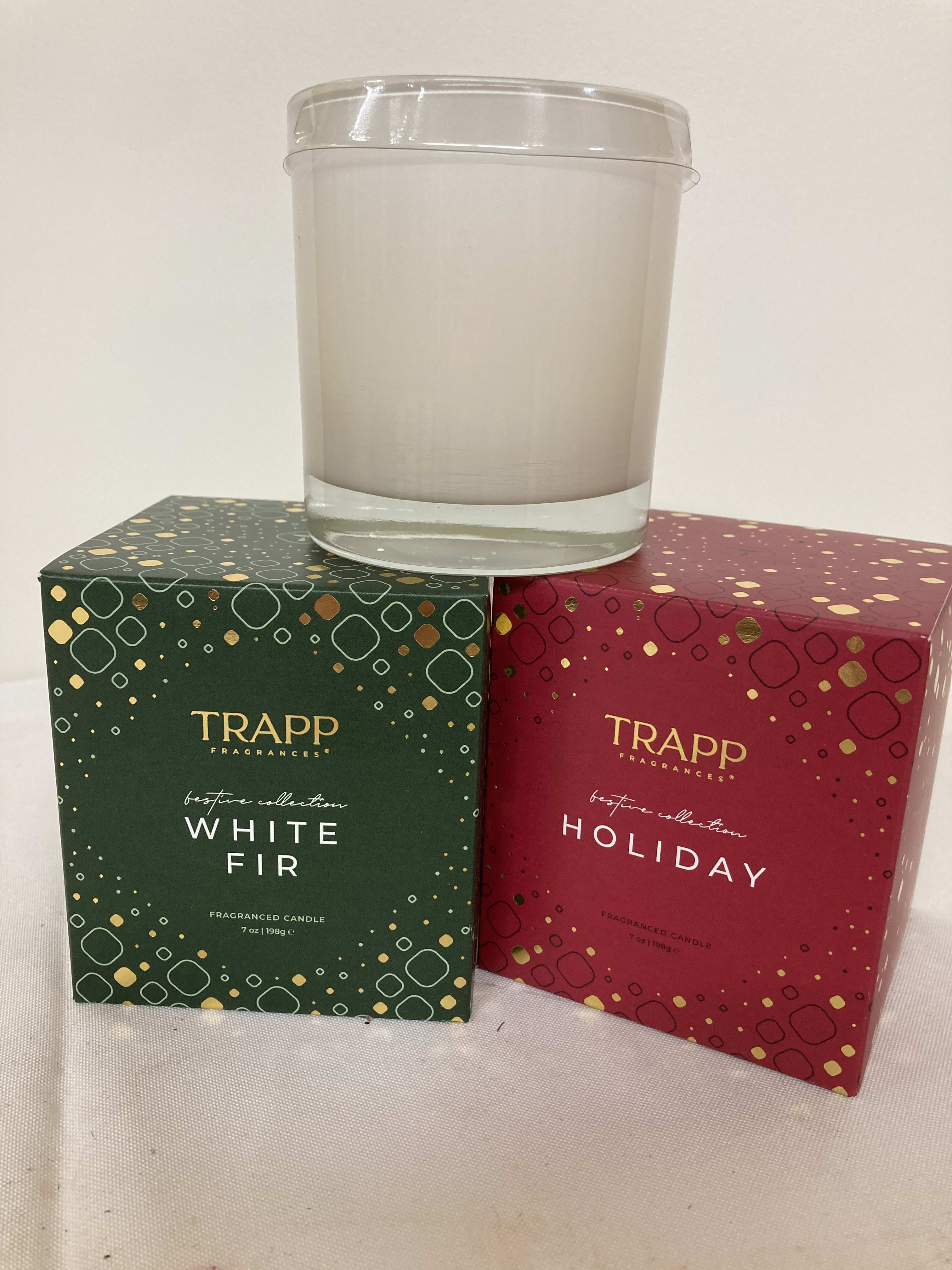 Trapp Christmas Candle Sale - Buy one and get the other half off. White Fir - Holiday Cinnamon Cider - Fireside Pumpkin (Other scents available.)