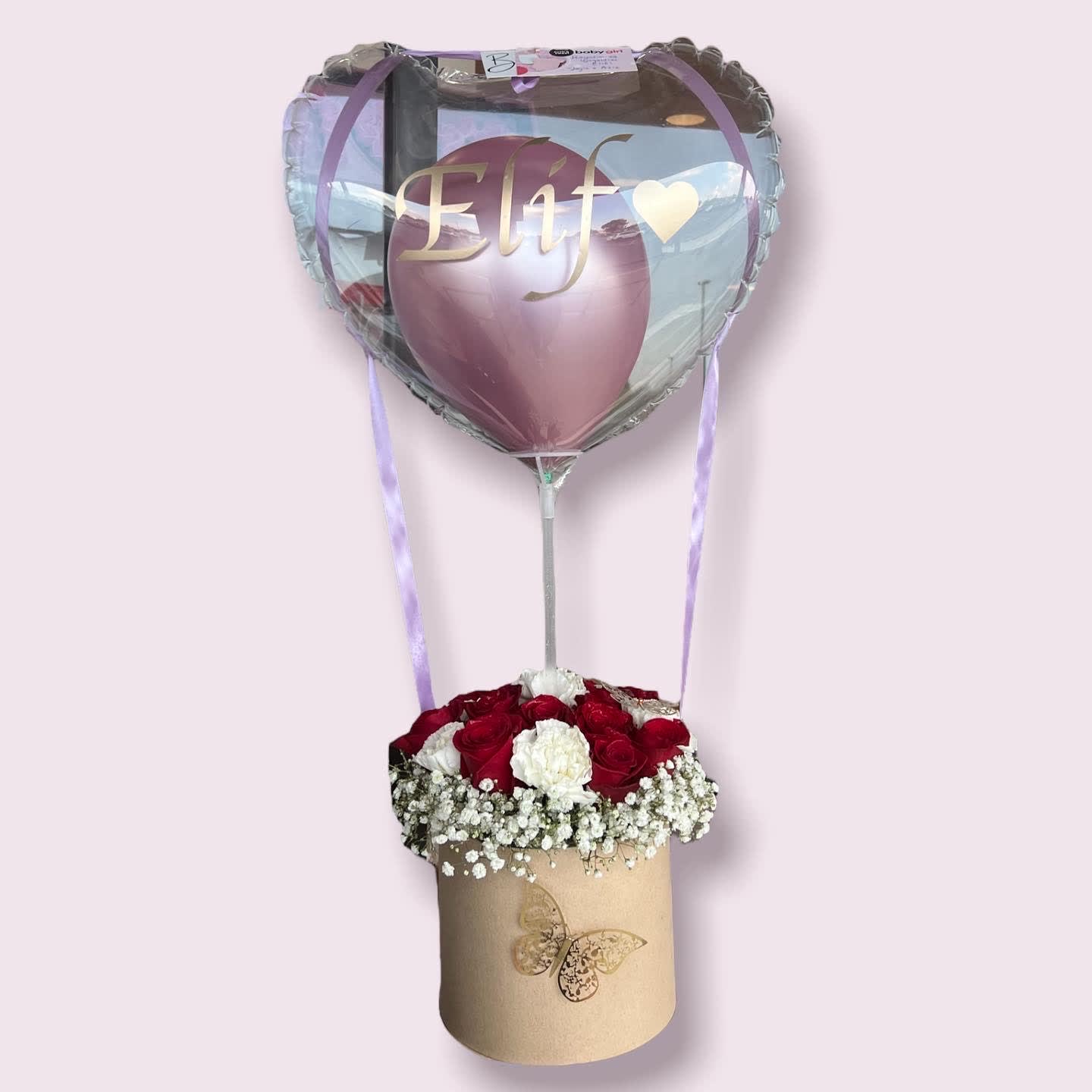 Round Flower Box With Custom Balloon - Rose Box with Custom Balloon, give me a call for any questions. Ellie (937)-689-6325