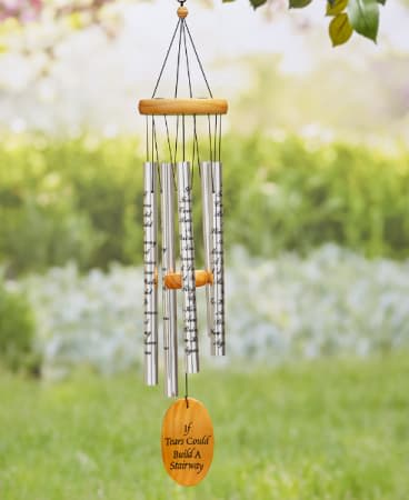 If tears could build a stairway, wind chime - Create a soothing sentiment to your patriotic soul and to your home's outdoor décor with this breeze catching wind chime. Inscribed on the wooden hanging wind catcher is the phrase &quot;If Tears Could Build A Stairway&quot;