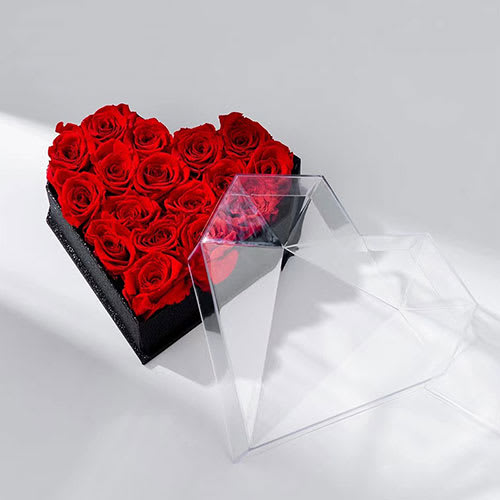 Acrylic Rose Box - BOX IS EITHER PINK OR WHITE NOT BLACK!!!   FIlled with roses, your choice of color