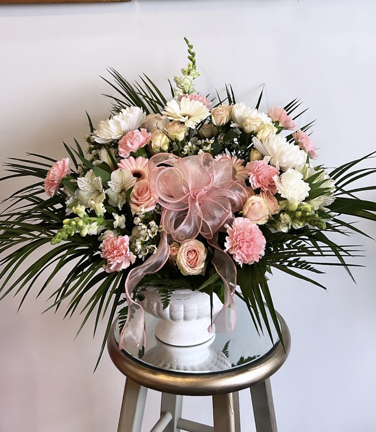 Pink And White Basket By HHF - -