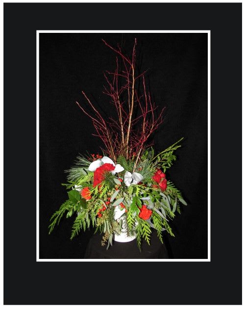 Jolly Holiday Celebrations Arrangement - Send the warmth of Christmas in the form of a Urn full of Holiday Celebrations. Filled with roses, carnations a variety of Christmas greenery, pine cones, berry branches, and so much more. Fabulous comes to mind when we created this large arrangement.  Approximately 31 H&quot; X 22 W&quot;
