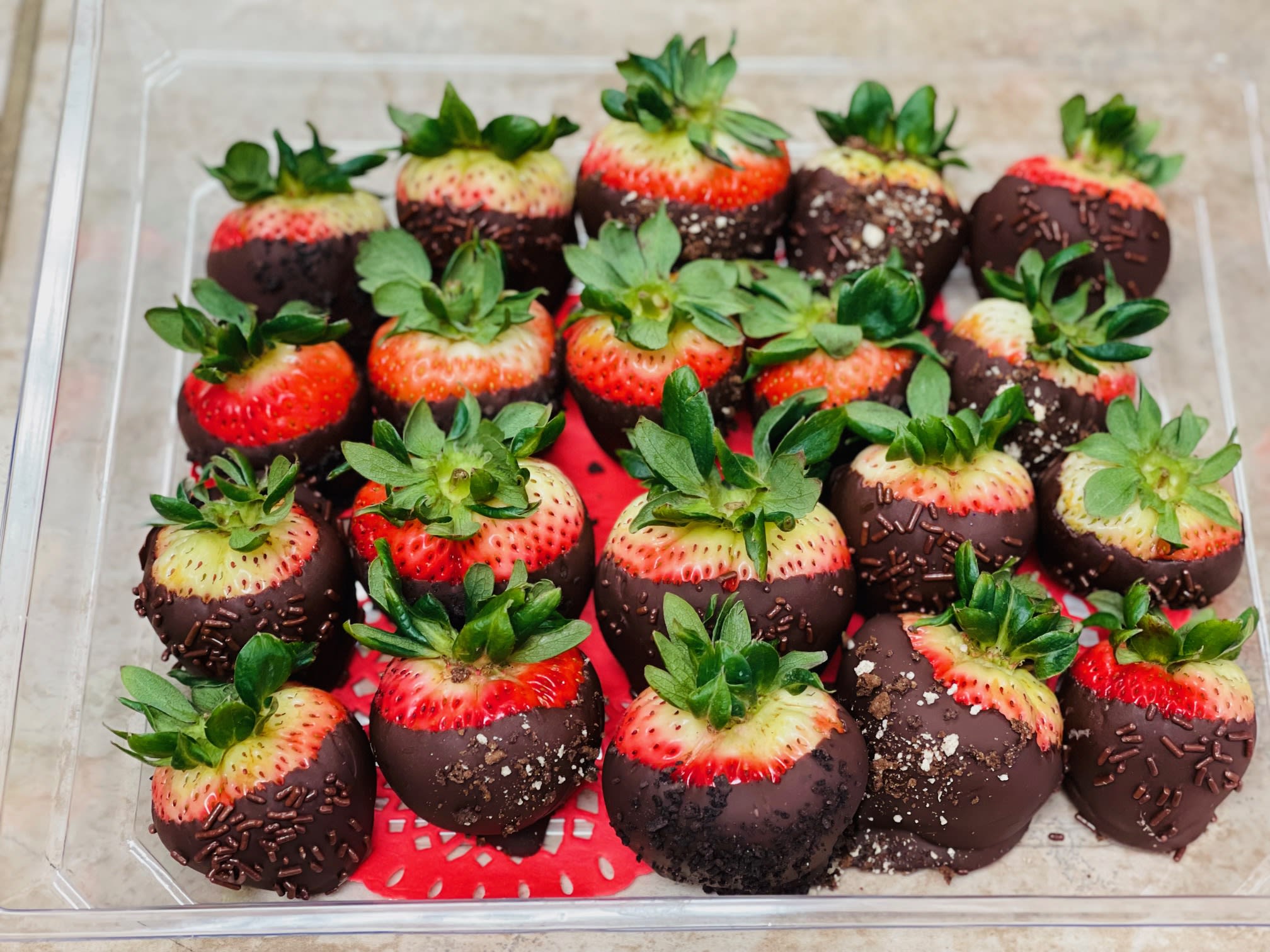 Milk Chocolate Covered Strawberries - Milk Chocolate Covered Strawberries a delicious treat for any occasion! Standard price includes 12 strawberries. 