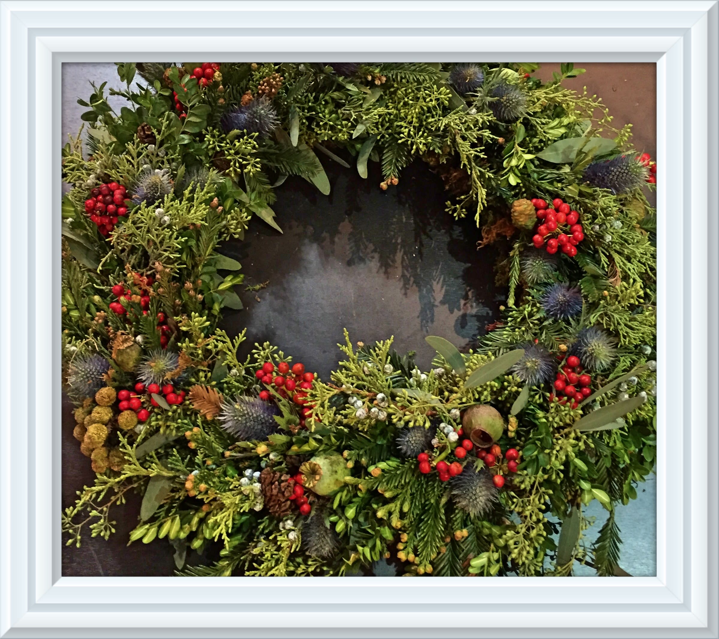 My Christmas - Handmade with fresh greens various holiday green  24&quot; 