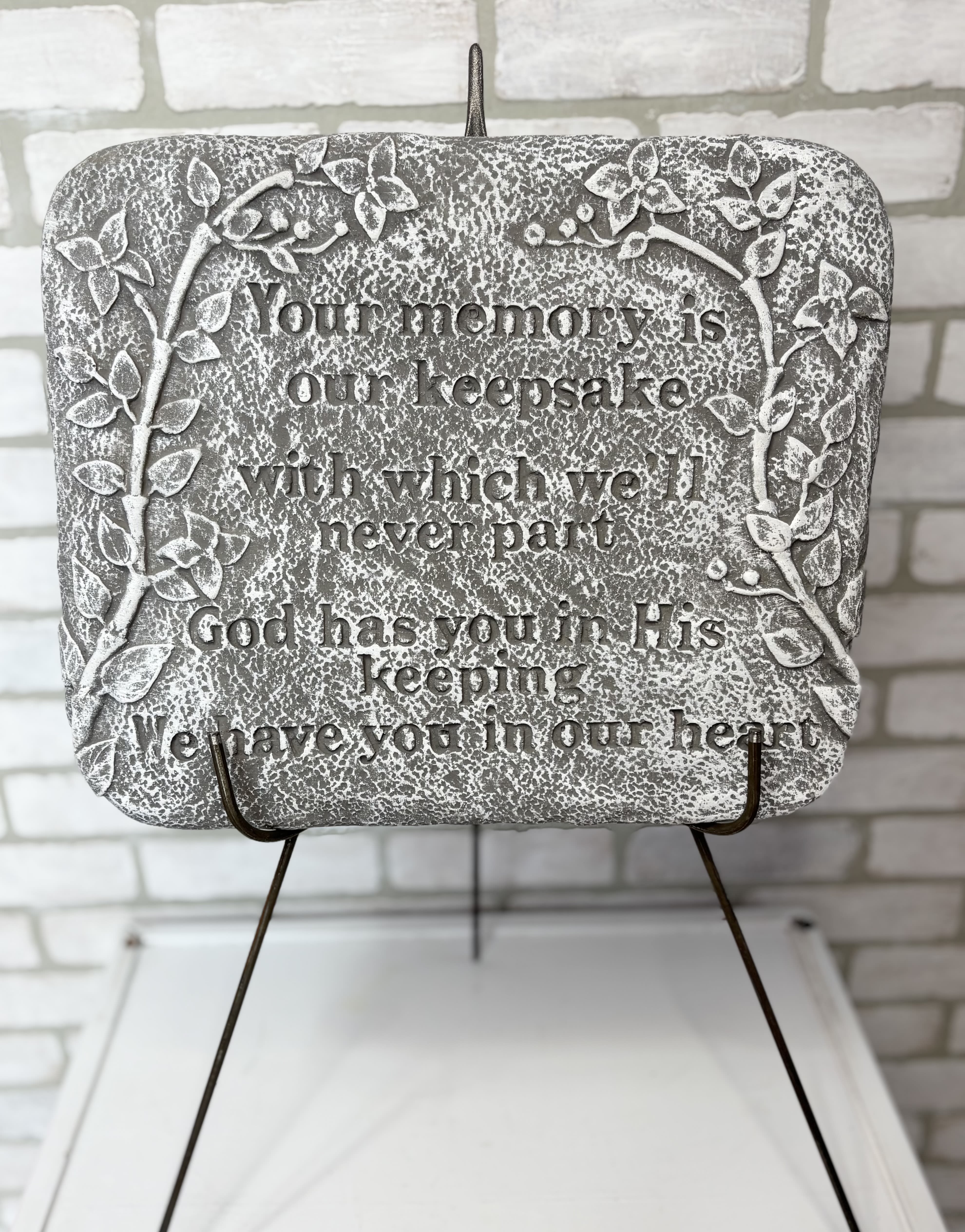 Your Memory is Our Keepsake Garden Stone - &quot;Your memory is our keepsake with which we'll never part God has you in his keeping, we have you in our hearts.&quot;
