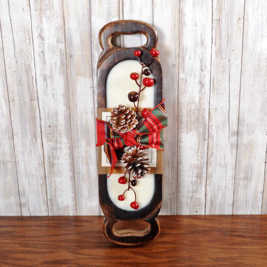 Himalayan Tobacco Bark Candle  - Dimensions- 6 × 20 × 2.25 in Burn Time- 35 hours This wood Candle Tray can be reused once the wicks have burned away, and it has been cleaned out. It can be repurposed as a decorative container for your table, dresser or desk, to be used time and time again.