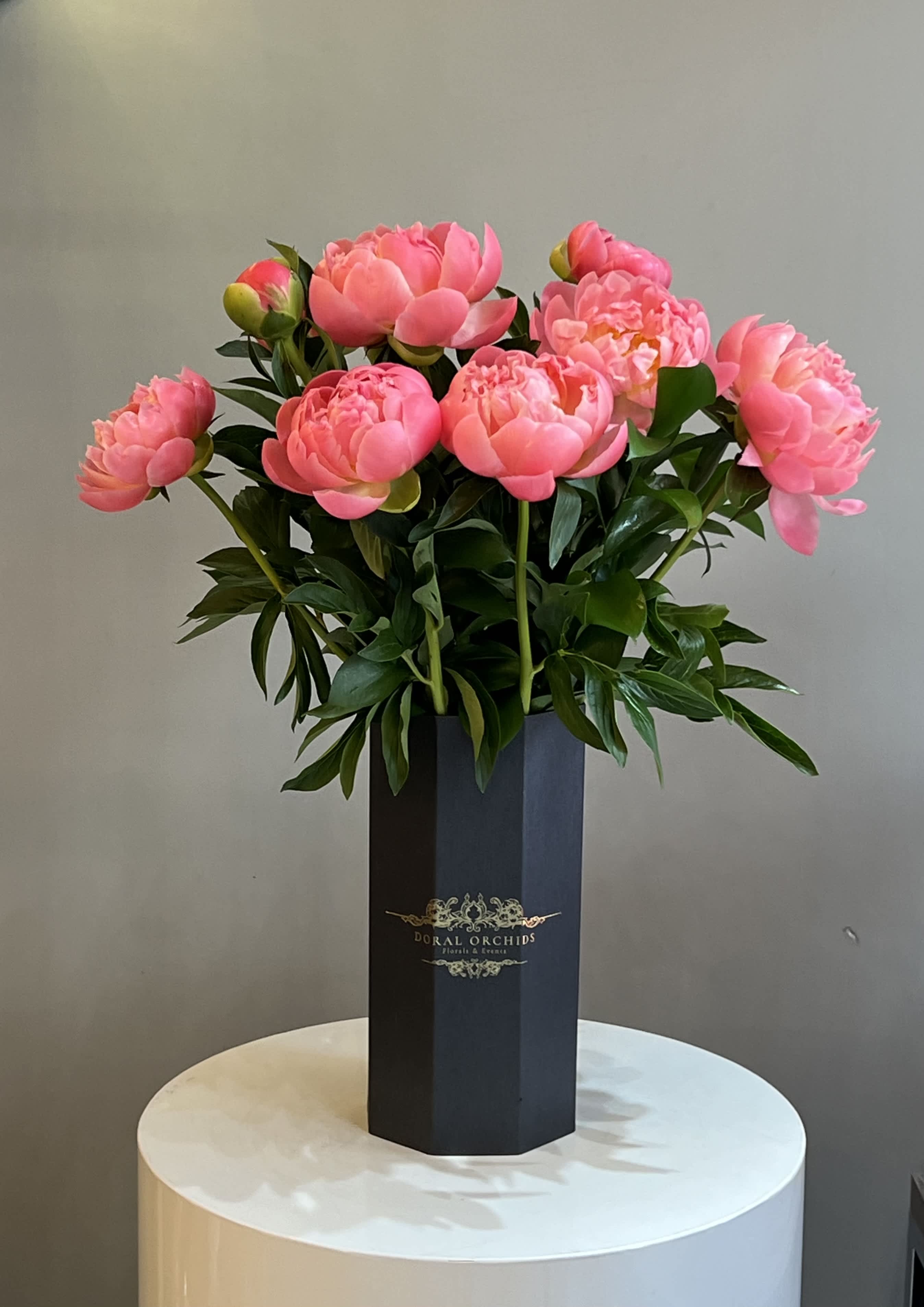 Just Peonies - Beautiful coral Peonies in a tall floral box