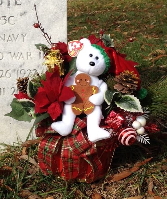 CHRISTMAS HUG SILK BASKET WITH PLUSH ANIMAL - CHRISTMAS HUG SILK BASKET WITH PLUSH ANIMAL BY TWIN TOWERS FLORIST - ARTIFICIAL FLOWERS