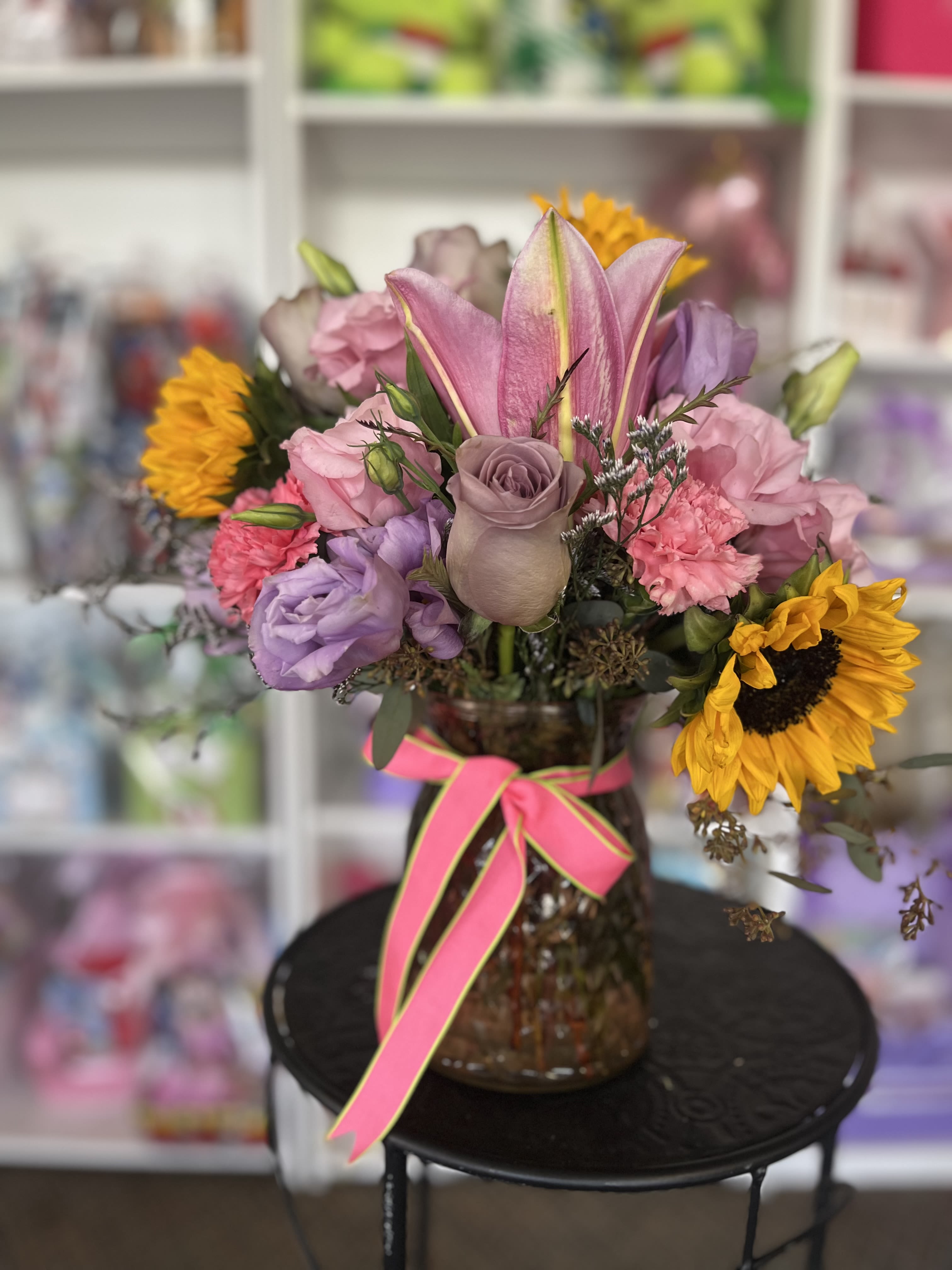 Pink Bowl  - Fresh flowers in vase  