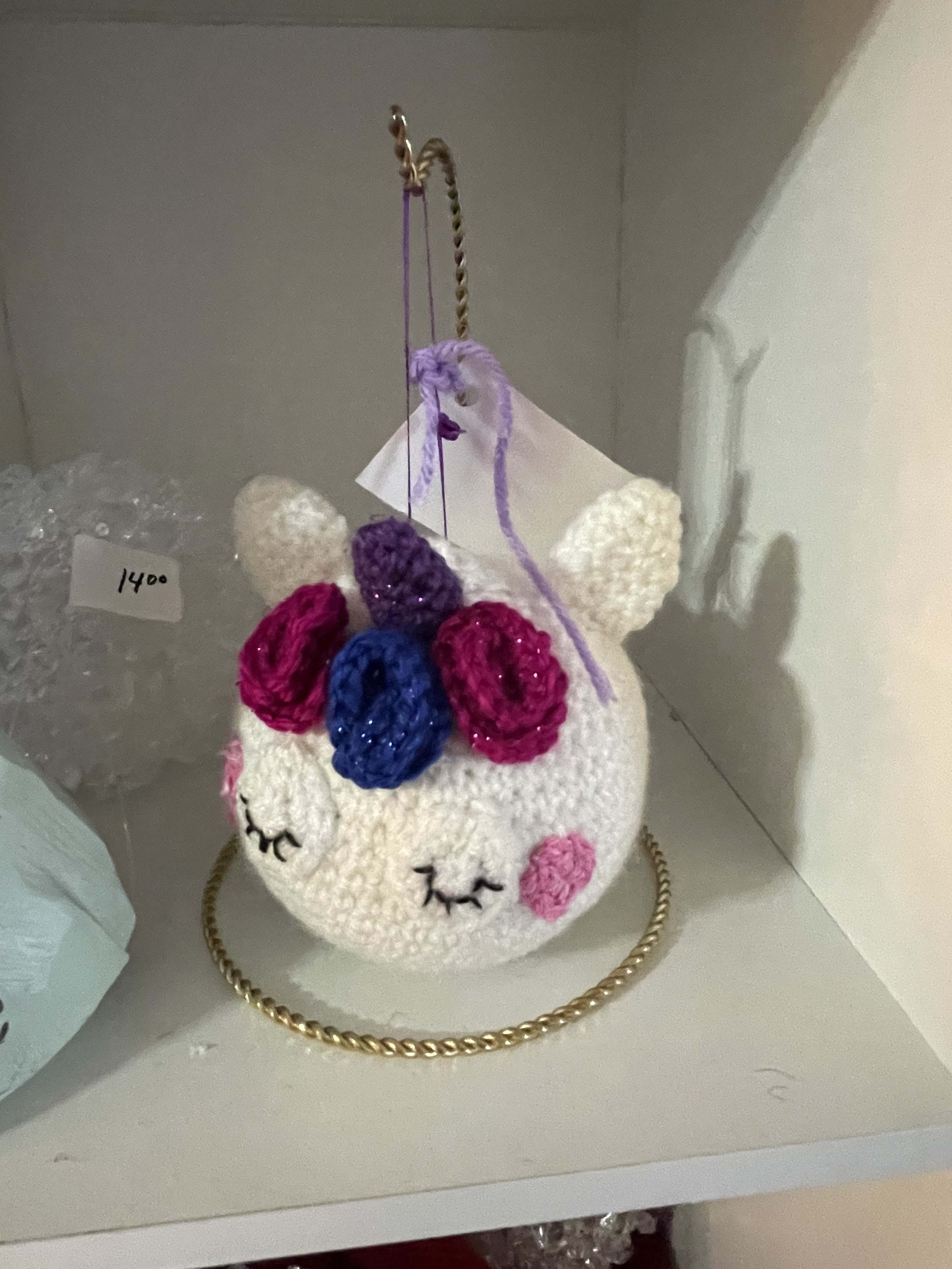 Sweet Unicorn Gift Bag - Surprise a sweetie in your life. A small handmade unicorn. Wrapped up with cellophane and a bow. Add a balloon for extra love. ‘ stand not included ‘
