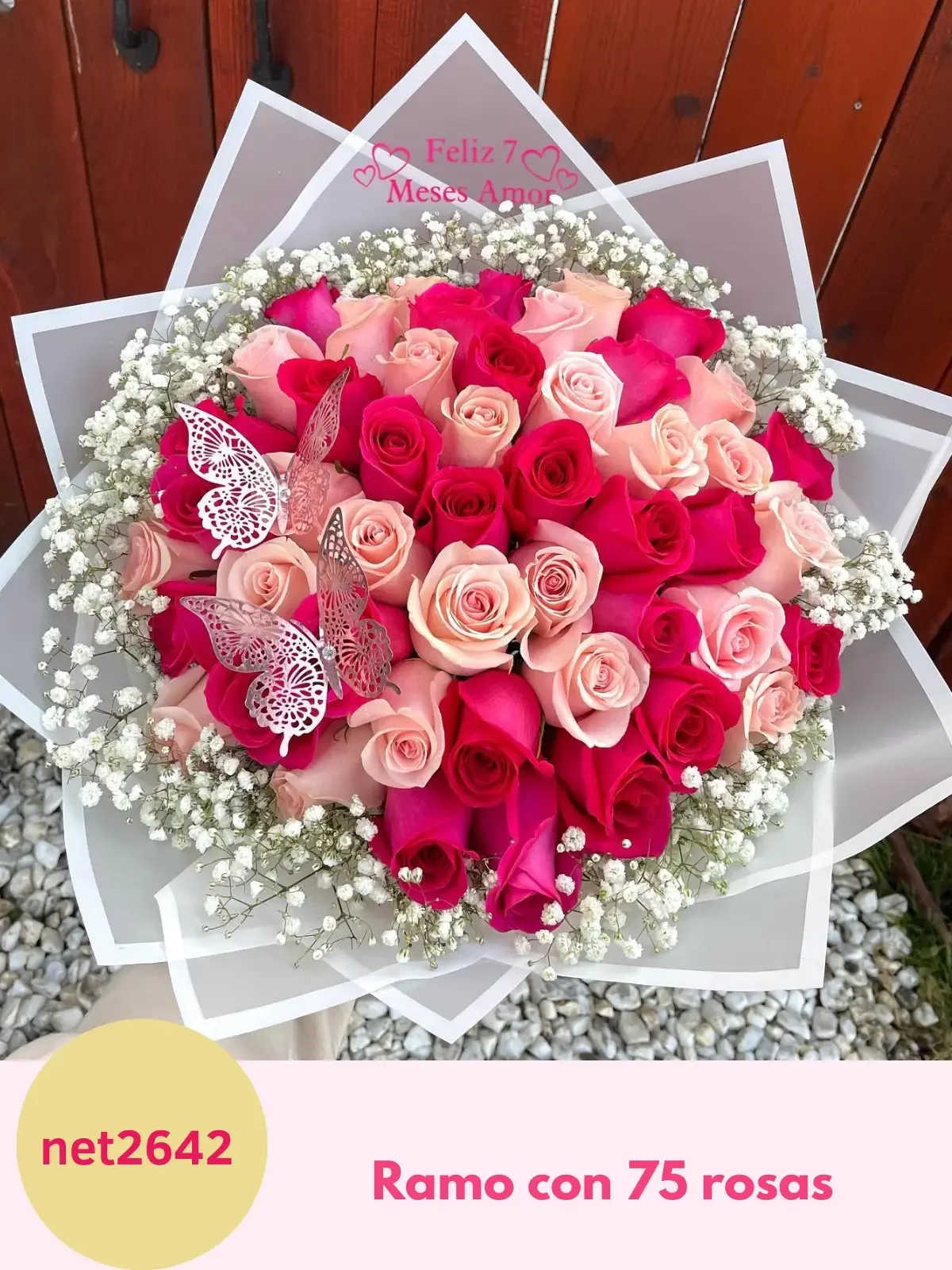 Bouquet of 75 Roses: Colorful Embrace of Nature. - we can add any signs