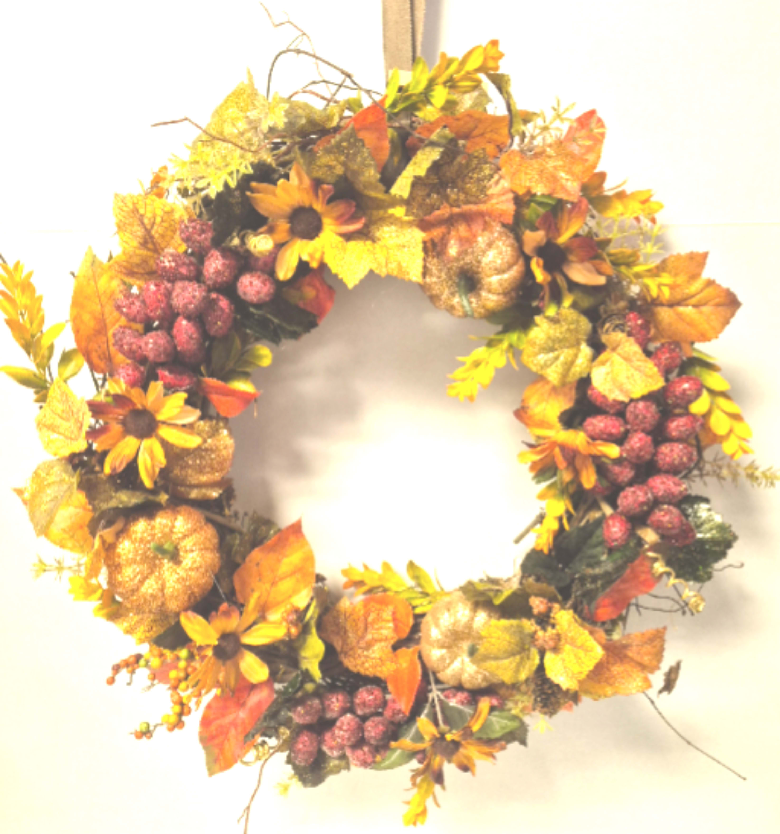 Sparkling Silk Wreath ON SALE Was $59 - 23&quot; Fall wreath for indoor or outdoor display