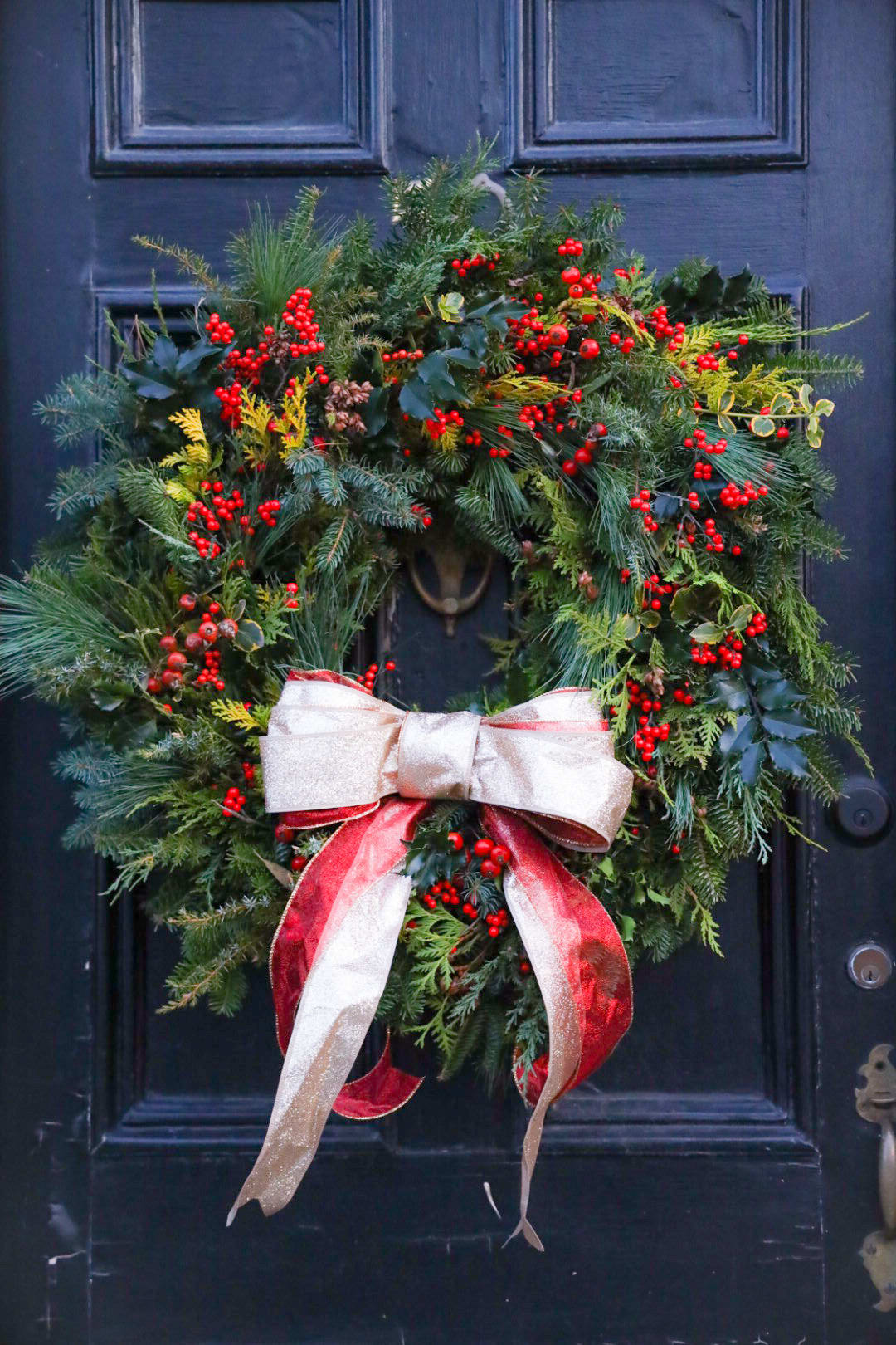 18&quot; Leafsong Classic Limited Edition Winter Wreath - For Winter Wreaths SHIPPED, visit our wreath page.   Our Leafsong Classic Winter Wreath. A blend of hand gathered lush evergreens, forest foliage, wintry berries &amp; more. A perfect Christmas wreath for a front door and to adorn house and home. Wreath bows are available as a separate add on.    Handmade by floral designer, Stacy Leafsong.