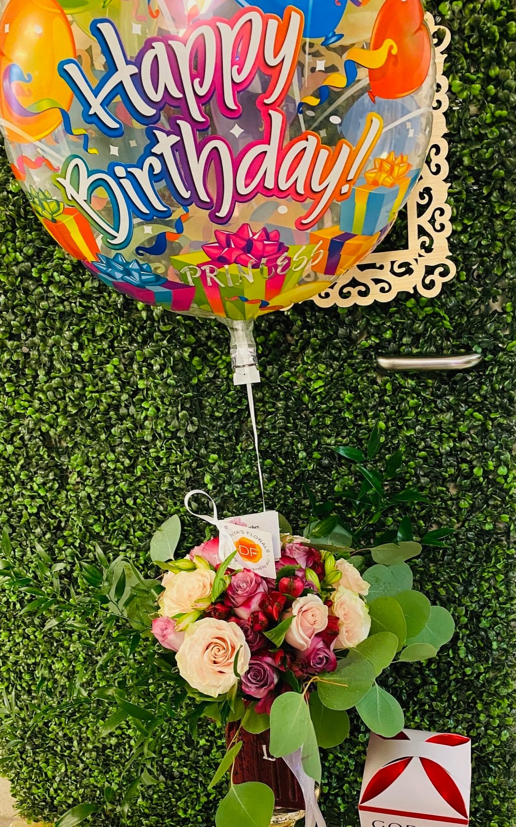 Birthday Bliss Gift Set - Birthday Bliss Bouquet is the complete package. Lush Designer's Choice Bouquet, Mixed Chocolates, and One Big n' Fancy Balloon. 