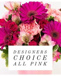 All Pink Petals - A fun array of all pink seasonal blooms in a nice container.