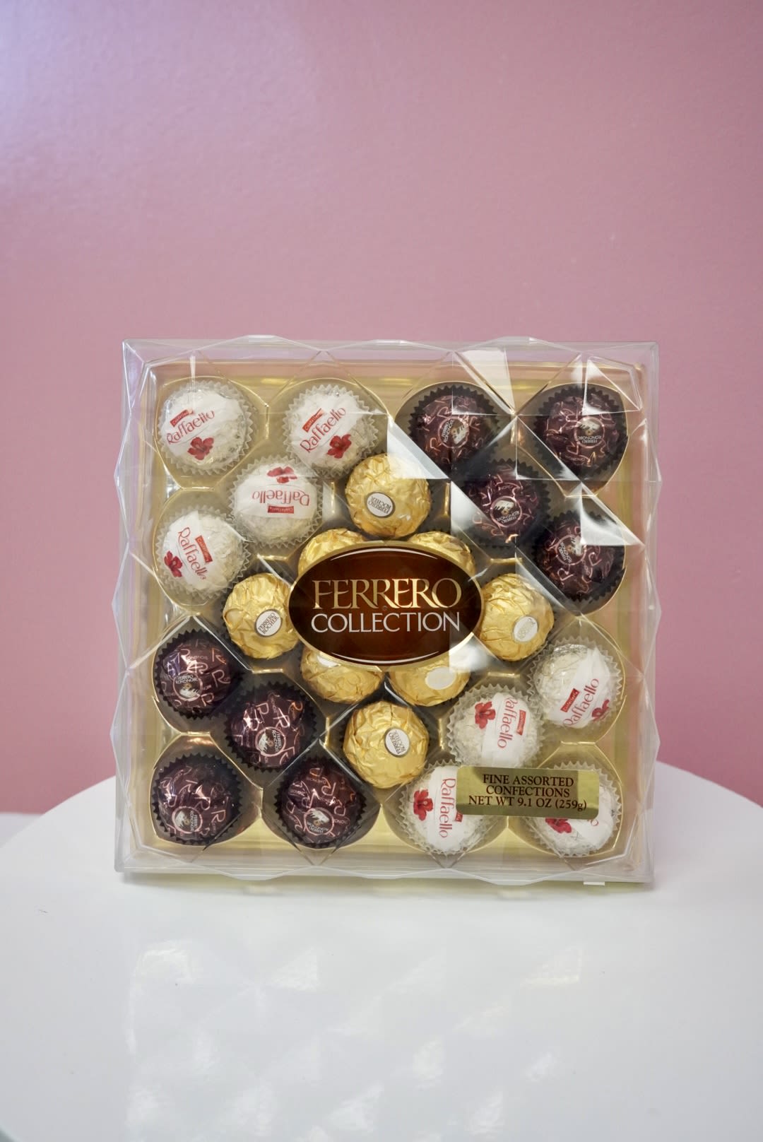 Raffello # Ferrero Rocher  - A delightful assortment of 24 pieces, combining the rich flavors of Ferrero Rocher and the creamy coconut indulgence of Raffaello. Perfect for treating yourself or sharing with someone special.