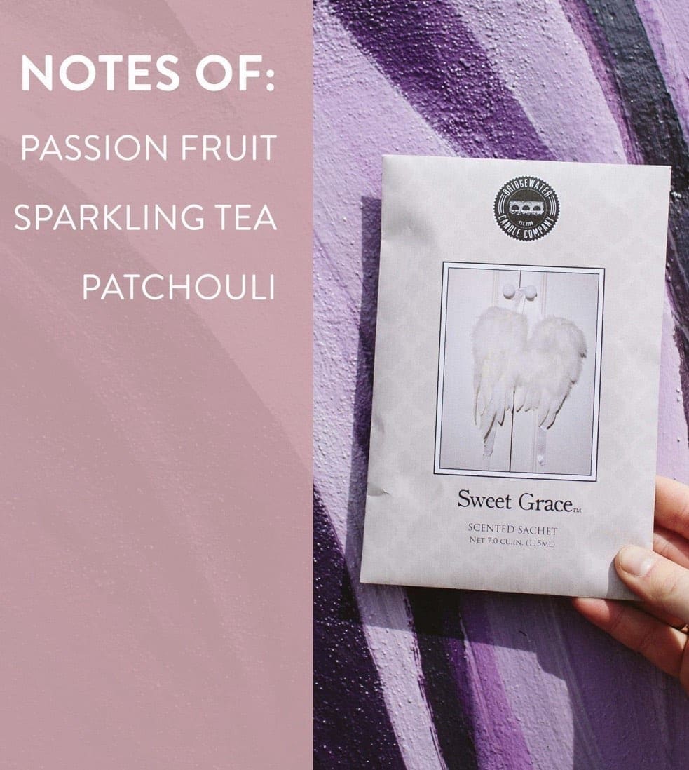 Sweet Grace Scented Sachet - Illuminate the preciousness of life and effortless beauty of passionate fruits radiating with sparkling tea and classic patchouli.  - Fragrances up to 4 months