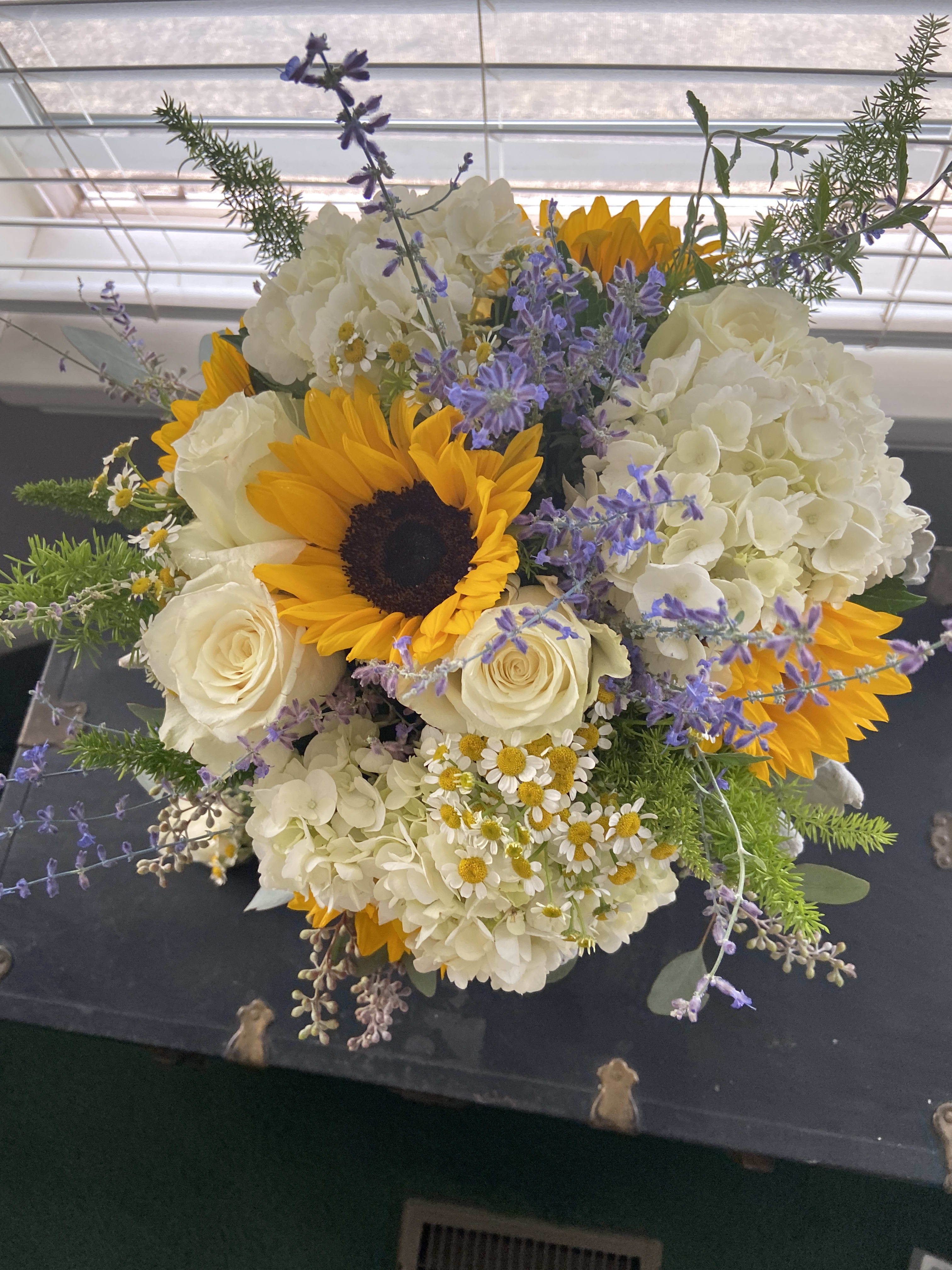 Sunflower Garden BQ - Sunflowers and Seasonal Flower, hand tied with fresh greens