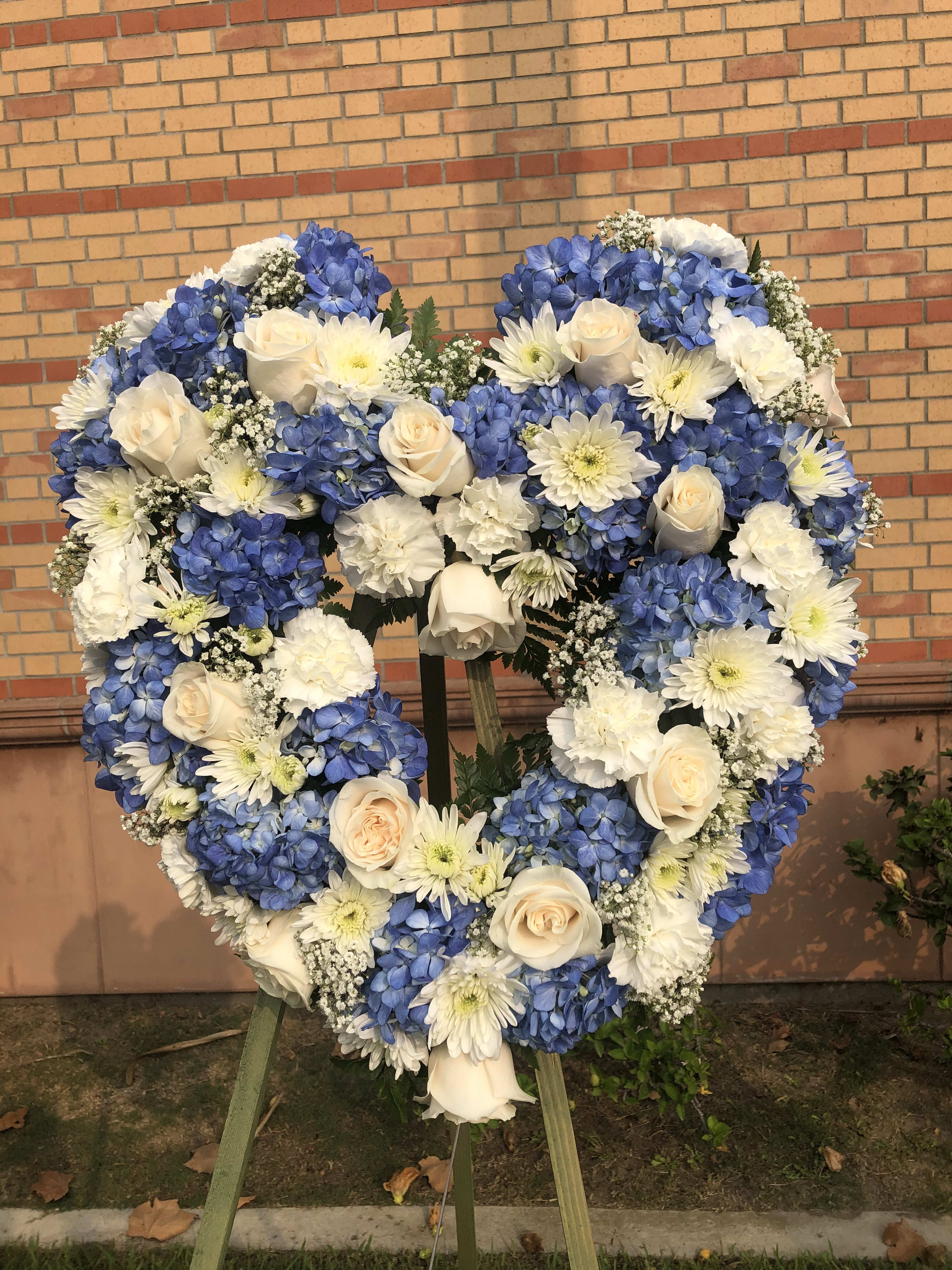 Blue and white medium heart  - 22” heart to hang on easel 