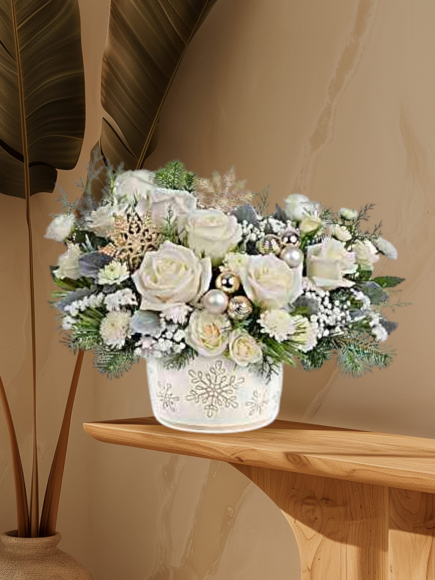 Starry snowflakes bouquet  - Perfectly touch to your seasonal celebration with roses,cushion,milion star with Christmas greens