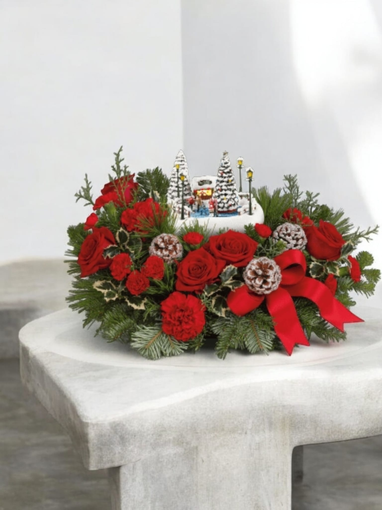 Thomas Kincade center peace - Center peace for a perfect Christmas gift in white and red