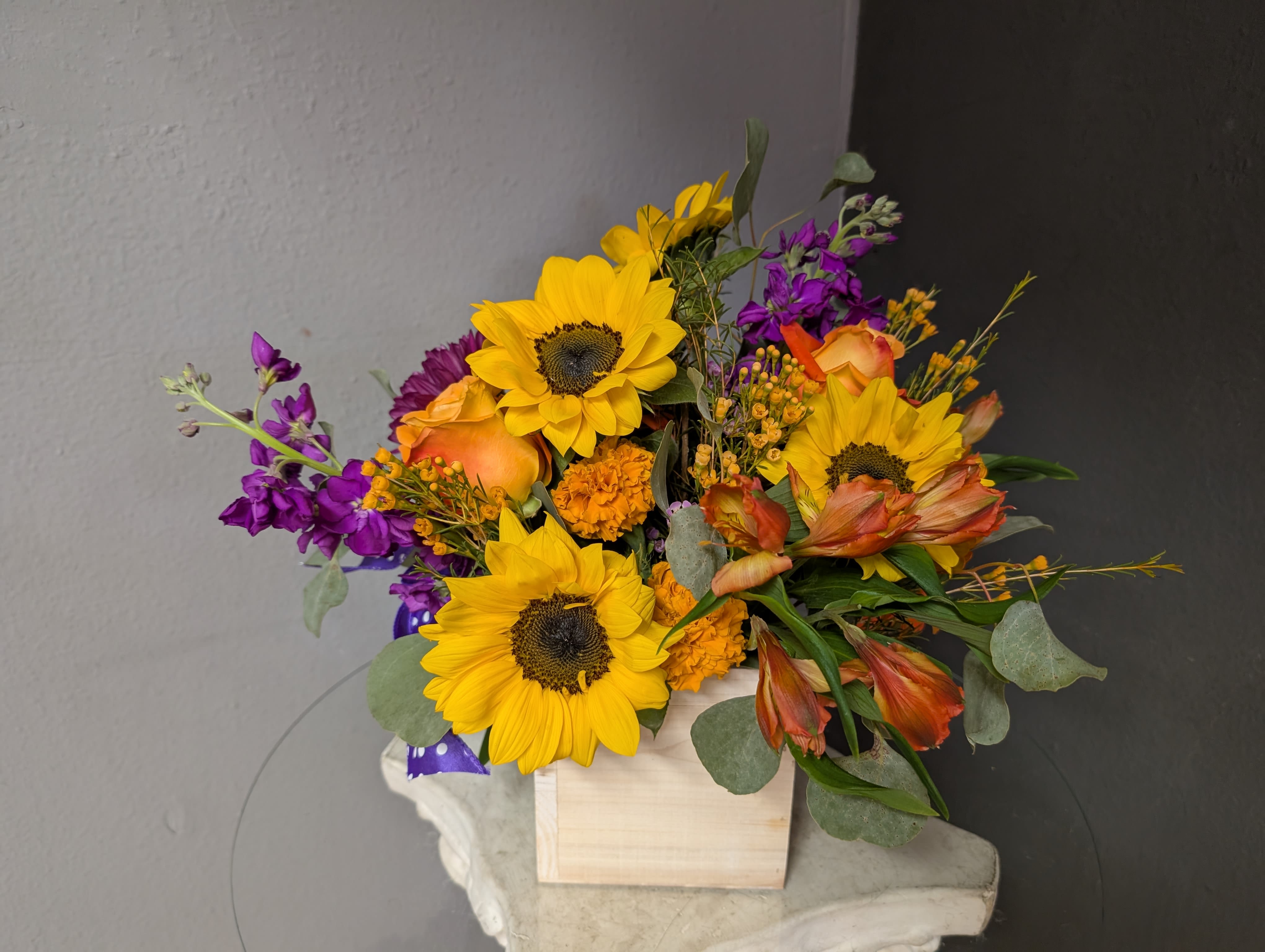 # 106 Fall Flower Arrangement  - A beautiful selection of the freshest flowers in a vase uniquely arranged by hand