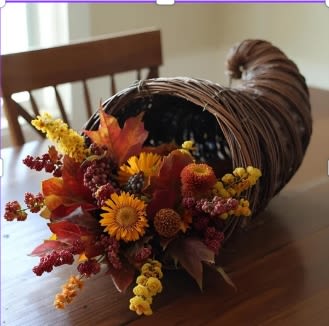 Cornucopia 20&quot; (Limited Qty) - Celebrate Thanksgiving with a beautiful centerpiece of Autumn flowers arranged in a 20&quot; bamboo cornucopia container.  