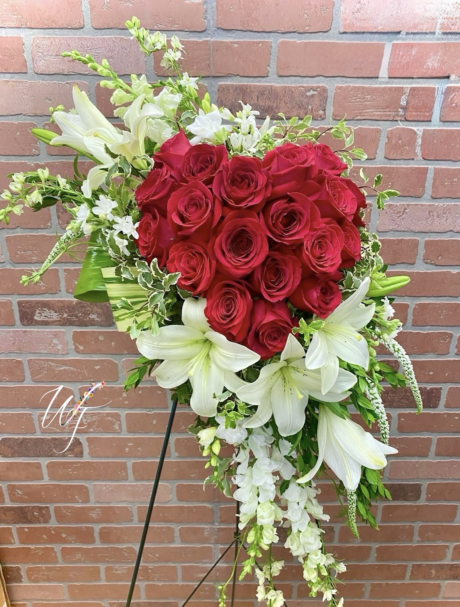 Loves Eternal  - Rose heart surrounded by beautiful white blooms 