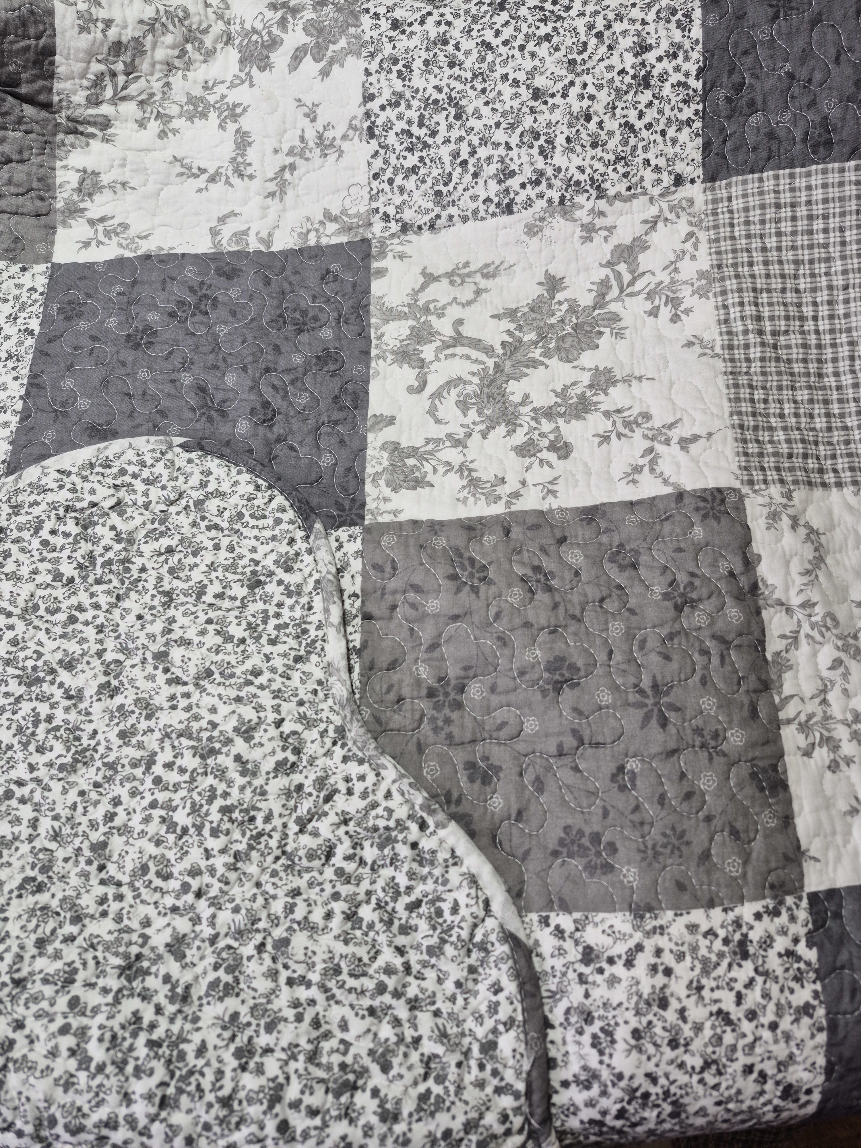 White &amp; Grey Square Pattern Quilt - White and Grey Square Pattern Quilted throw. Beautiful quilt to be given for Sympathy, Birthday or Just Because.  50&quot; x 60&quot; Choose Deluxe if you would like the Quilt put on a Easel for Presentation. 15.00 Extra 