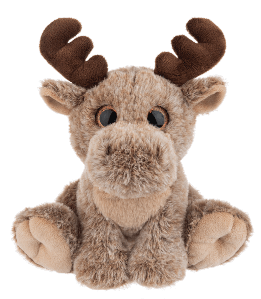 Winter Moose Plush - Get into the holiday mood with this snuggly 9&quot; brown moose plush. Perfect for stockings, gifting, or keeping close by the tree.
