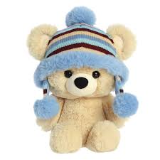 Winter Bonnie Bear Plush - Meet your new holiday companion. Our 13&quot; tan bear plush with a winter hat adds a warm and cheerful touch.