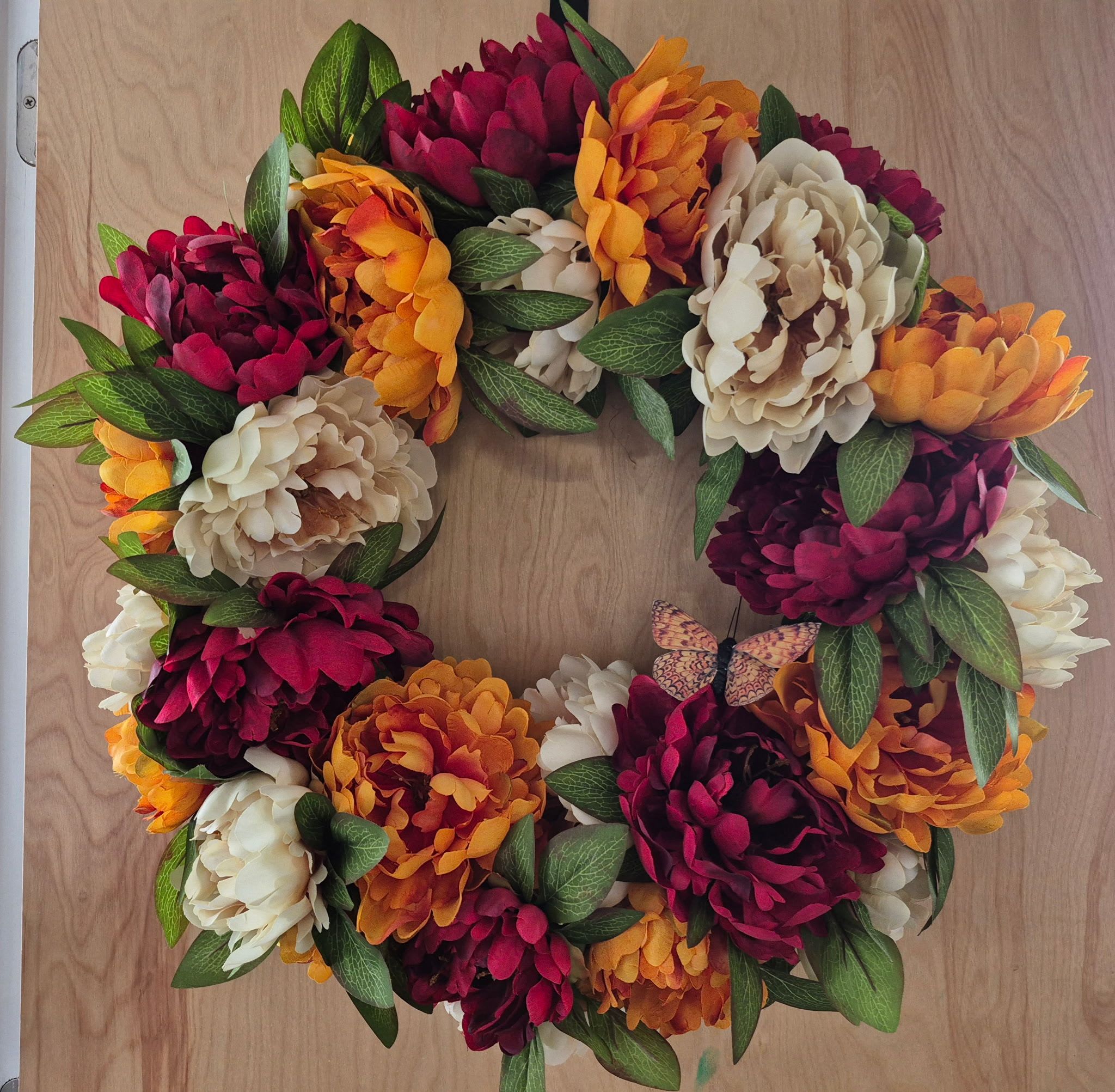 Fall Silk Wreath  - Send this stunning and brilliant colored fall wreath as the perfect gift to be hung on any door or as the main focal piece over the fireplace mantle !  Will be enjoyed year after year!   