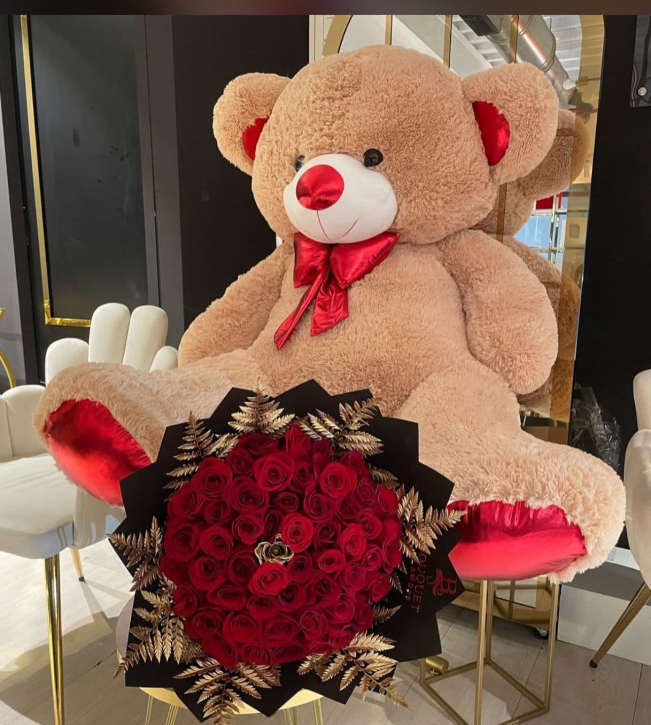 amor peluche grande - Ramo buchon de 30 roSAS con peluche