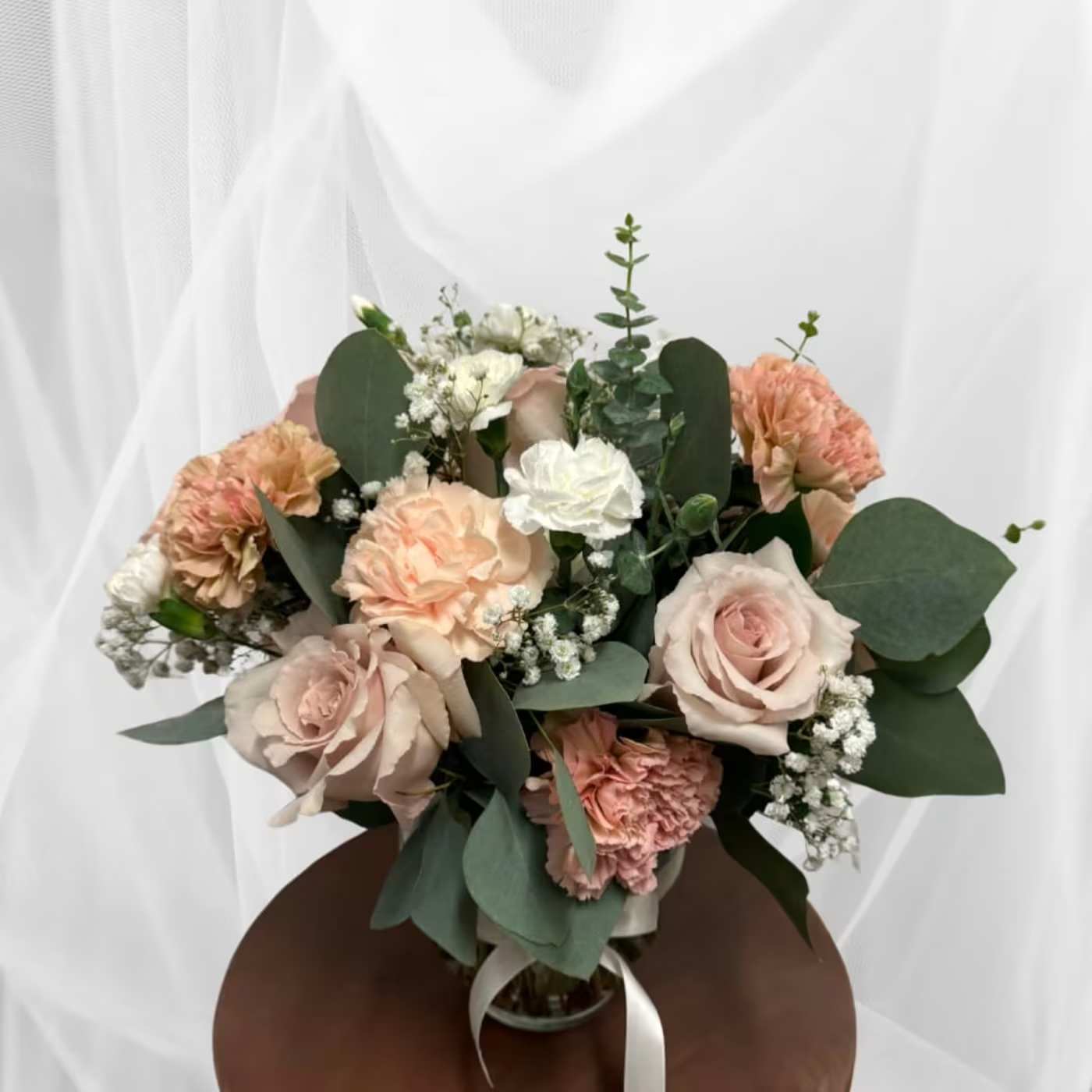 New Day - Short vase with a mx of earth-tone florals