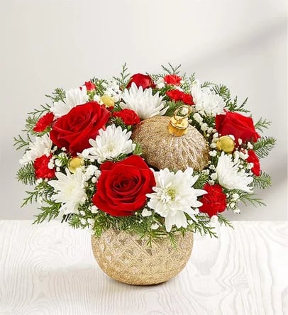 Sparkling holiday ornament  - Roses, mums