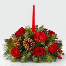 Glowing Greetings  - traditional round holiday centerpiece with candle 