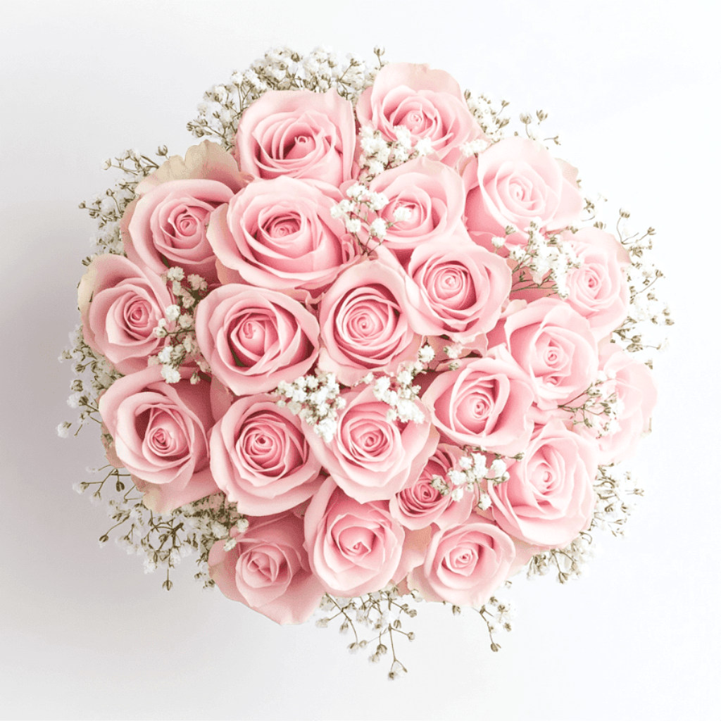 Lavish Pink Roses - 2 dozen beautiful long stem pink roses accented with baby's breath and greenery. Arranged tall and delivered in a clear glass gathering vase, This stunning luxery arrangement is the perfect way to say  'I Love you' to that special someone in your life.   STANDARD size includes 2 dozen  DELUXE size includes 2.5 dozen  PREMIUM size includes 3 dozen   Measures approx: 18&quot; tall and 14&quot; wide Orientation: All around
