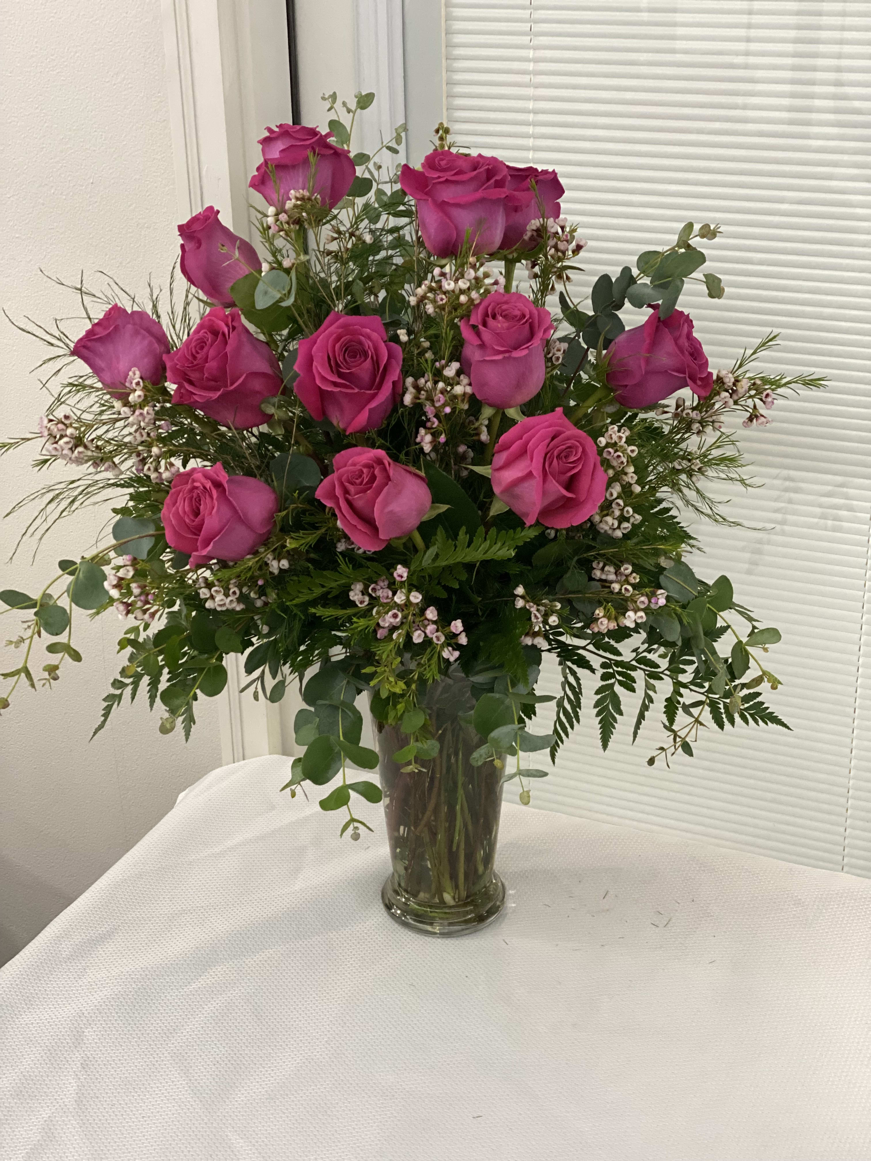 Hotness - One Dozen HOT PINK roses - Hotness - One Dozen HOT PINK roses